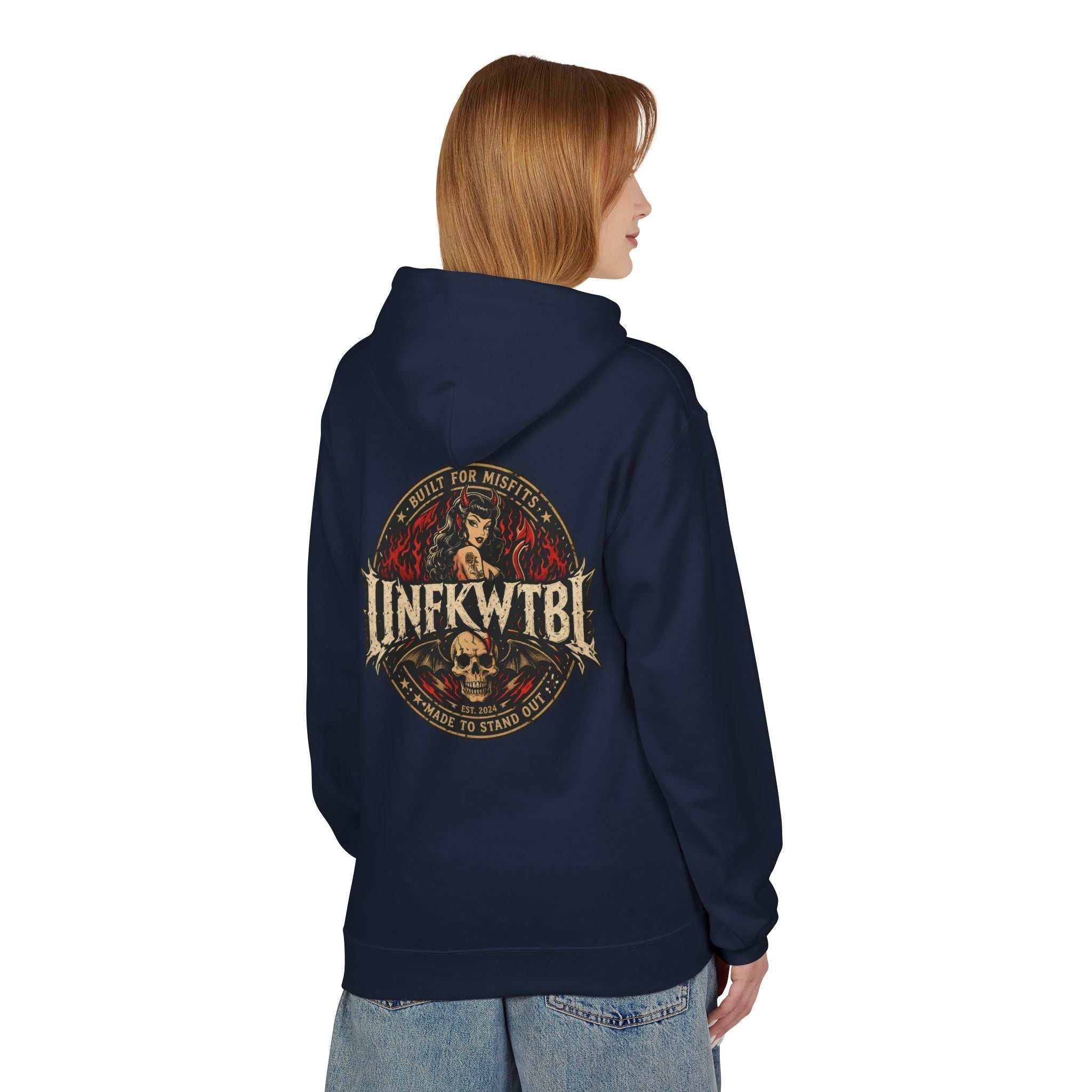 Vintage skull band emblem biker aesthetics hoodie with bold graphic and relaxed fit