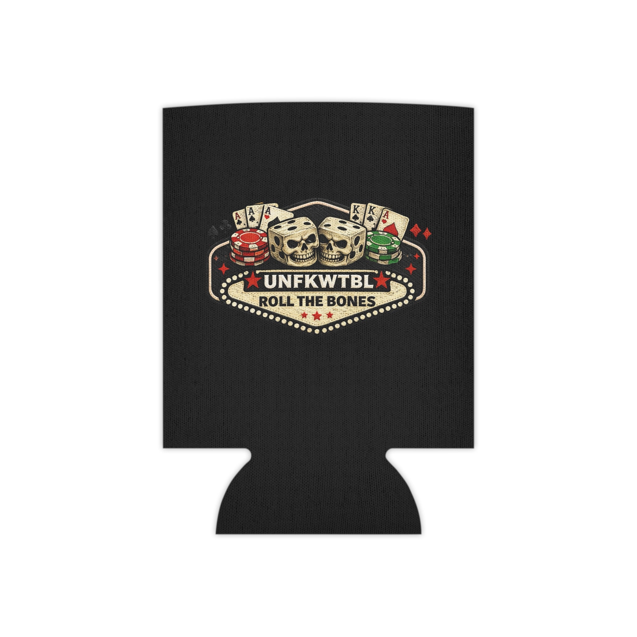Can Cooler — 'Stay Cold, Remain UNFKWTBL' Skull & Dice Beer Koozie
