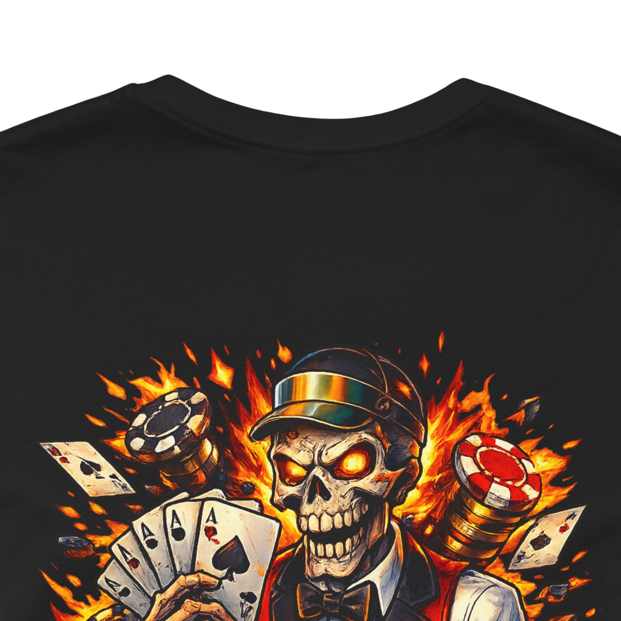 Poker Skull Tee — "The House Is Afraid" Graphic Playing Cards Shirt