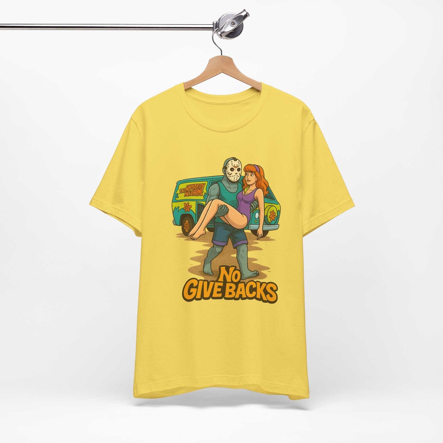 Horror Mashup Tee — 'No Give Backs' Jason & Daphne Retro Graphic T-Shirt