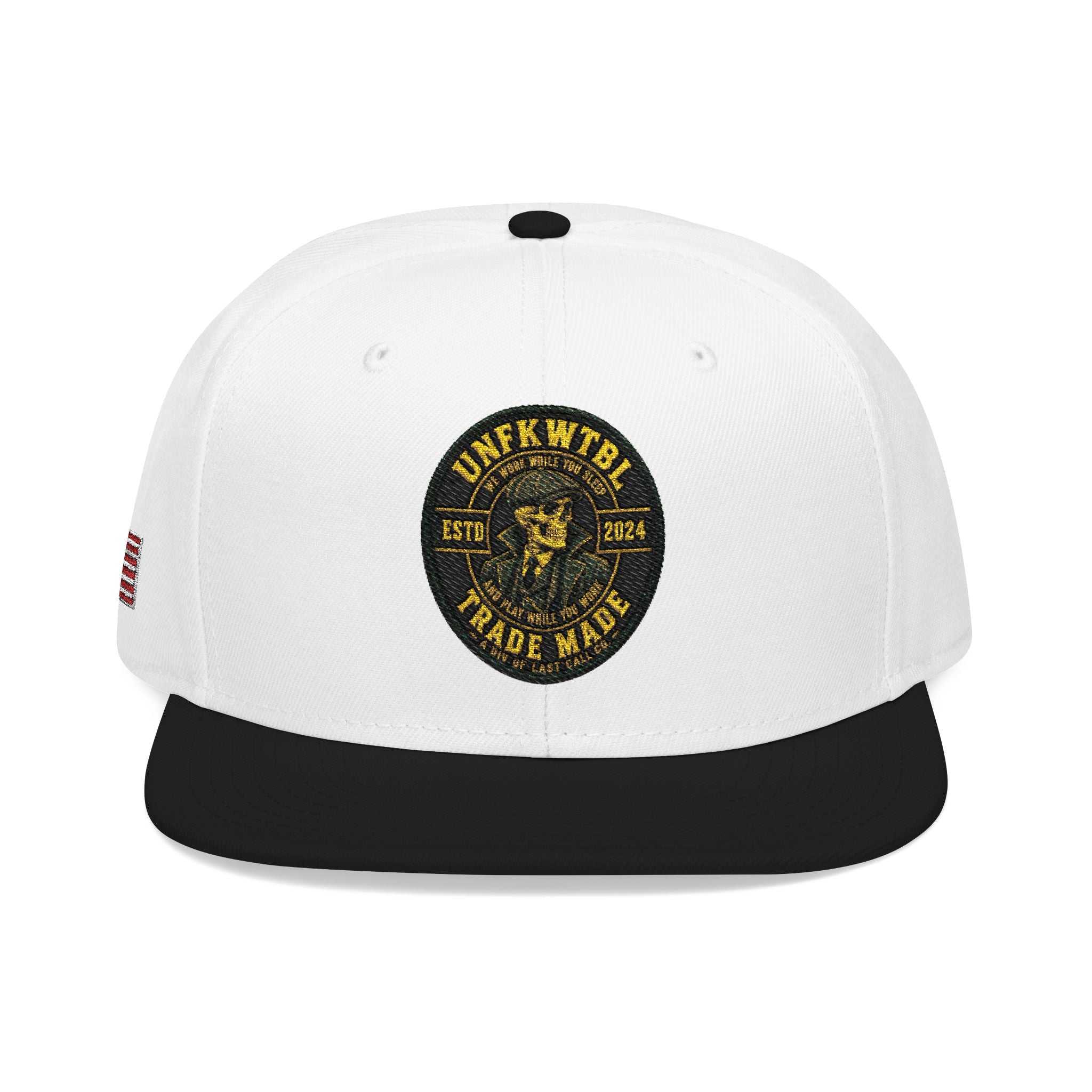 Embroidered Clover Snapback Hat — Lucky Shamrock Patch with American Flag
