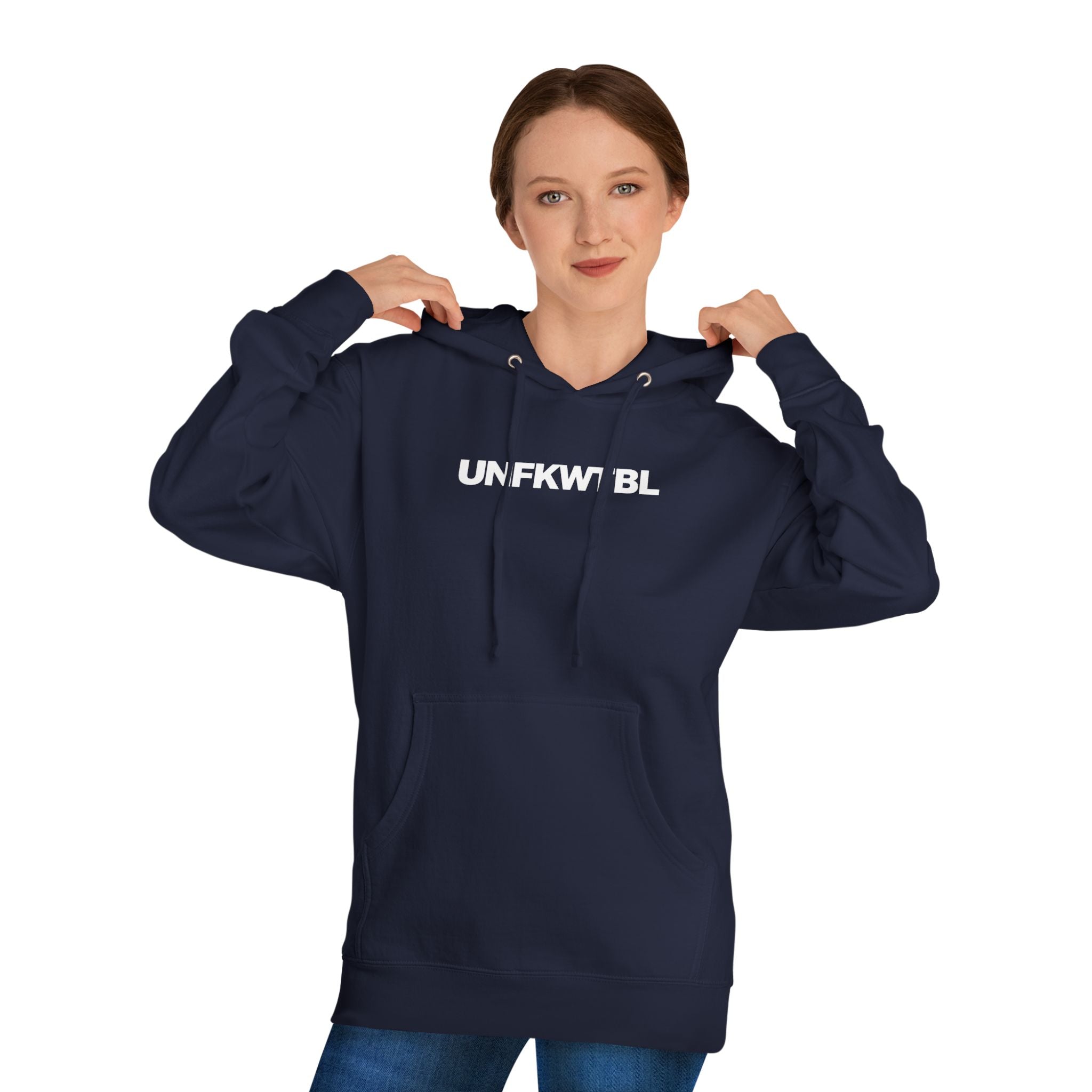 UNFKWTBL Signature Hoodie — Minimal Navy Graphic Pullover