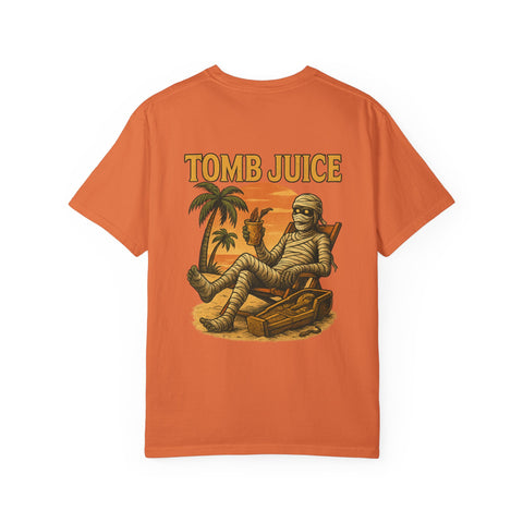 Mummy TOMB JUICE Themed Unisex T-shirt, Vintage Graphic Tee for Halloween, Fun Casual Wear, Perfect for Costume Parties, Gift for Horror Fans