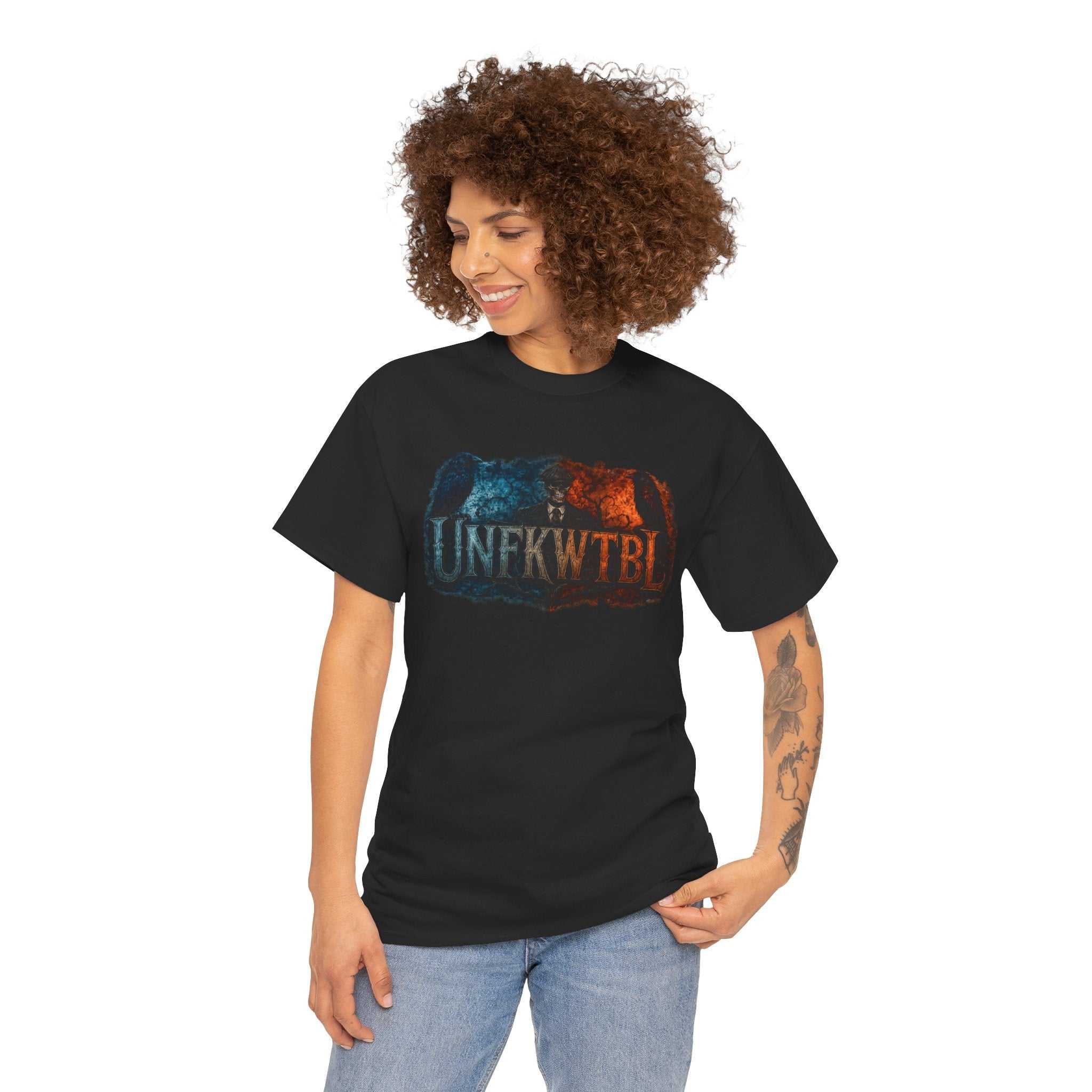 Dark Cosmic Slenderman Tee – 'UNFKWTBL' Horror Graphic Shirt