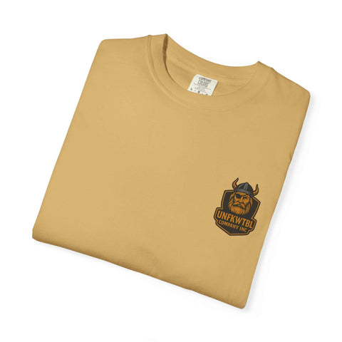 Unisex garment-dyed t-shirt with Beast King vintage graphic design in beige, casual and eco-friendly cotton tee for gamers and holiday gifts