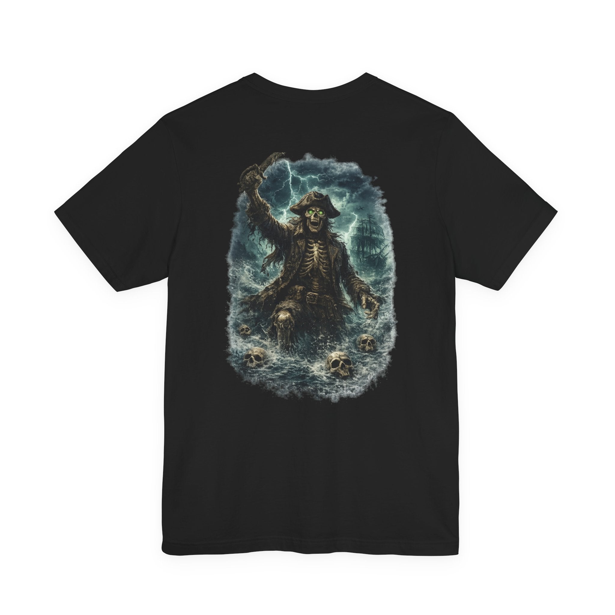 Pirate Skeleton Storm Tee — Nautical Skull Captain Graphic T-Shirt
