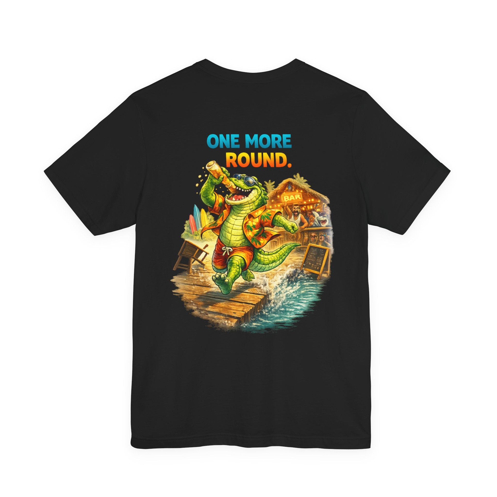 One More Round Turtle Tee — Retro Alligator Bar Fishing Graphic T-Shirt