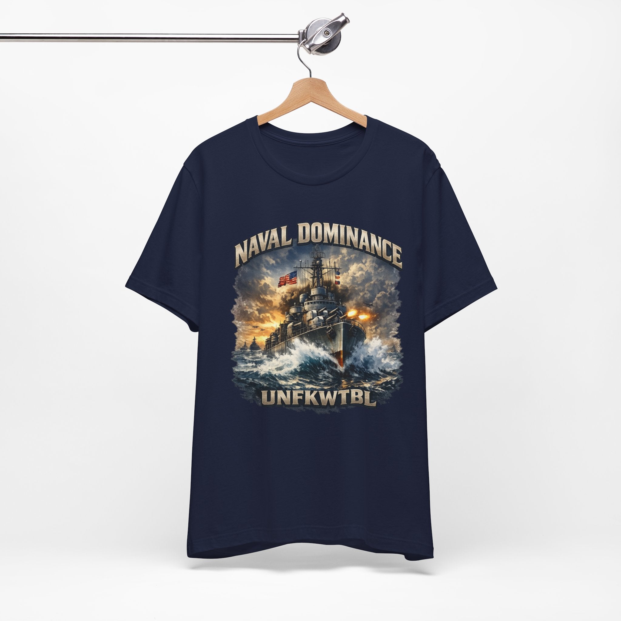 Naval Dominance Battleship Tee — 'UNFKWTBL' Military Navy Shirt