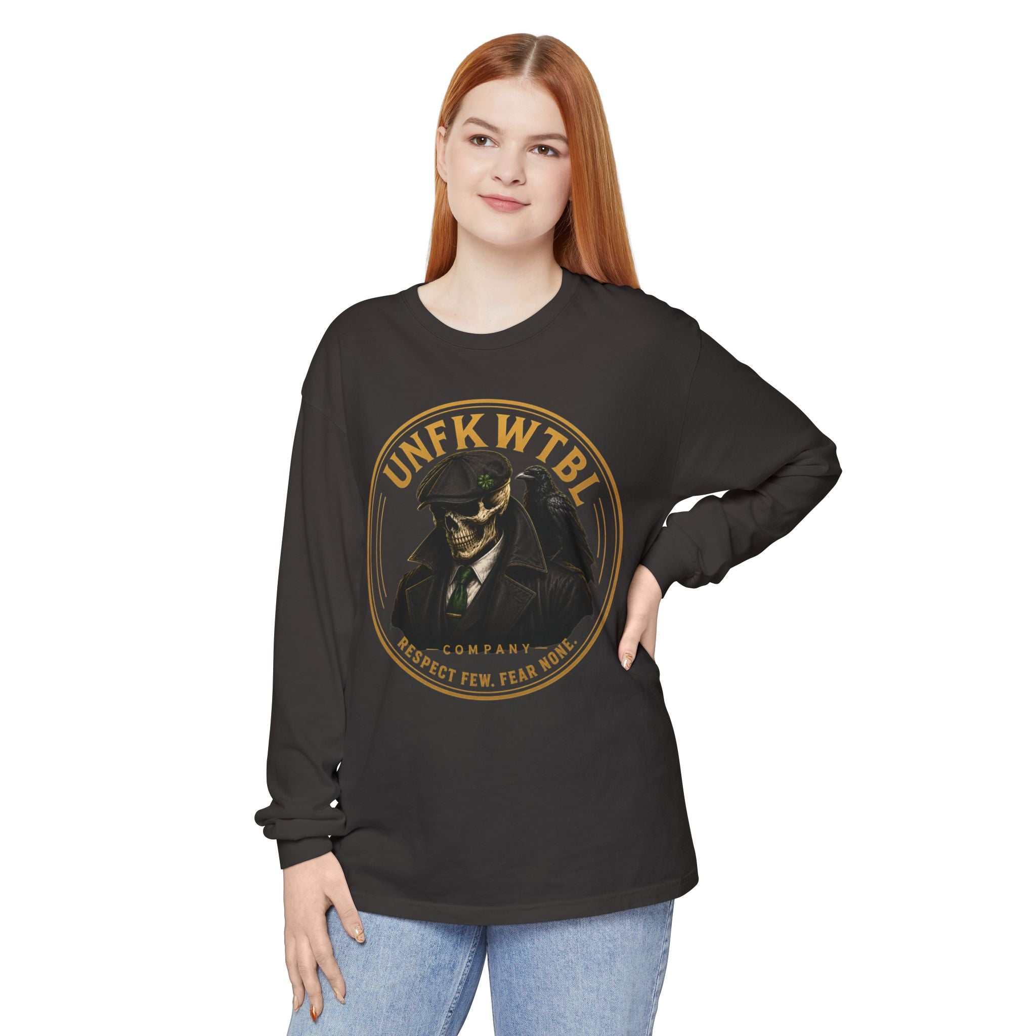 UNFKWTBL Skull Detective Long Sleeve T‑Shirt — "Respect Few, Fear None"