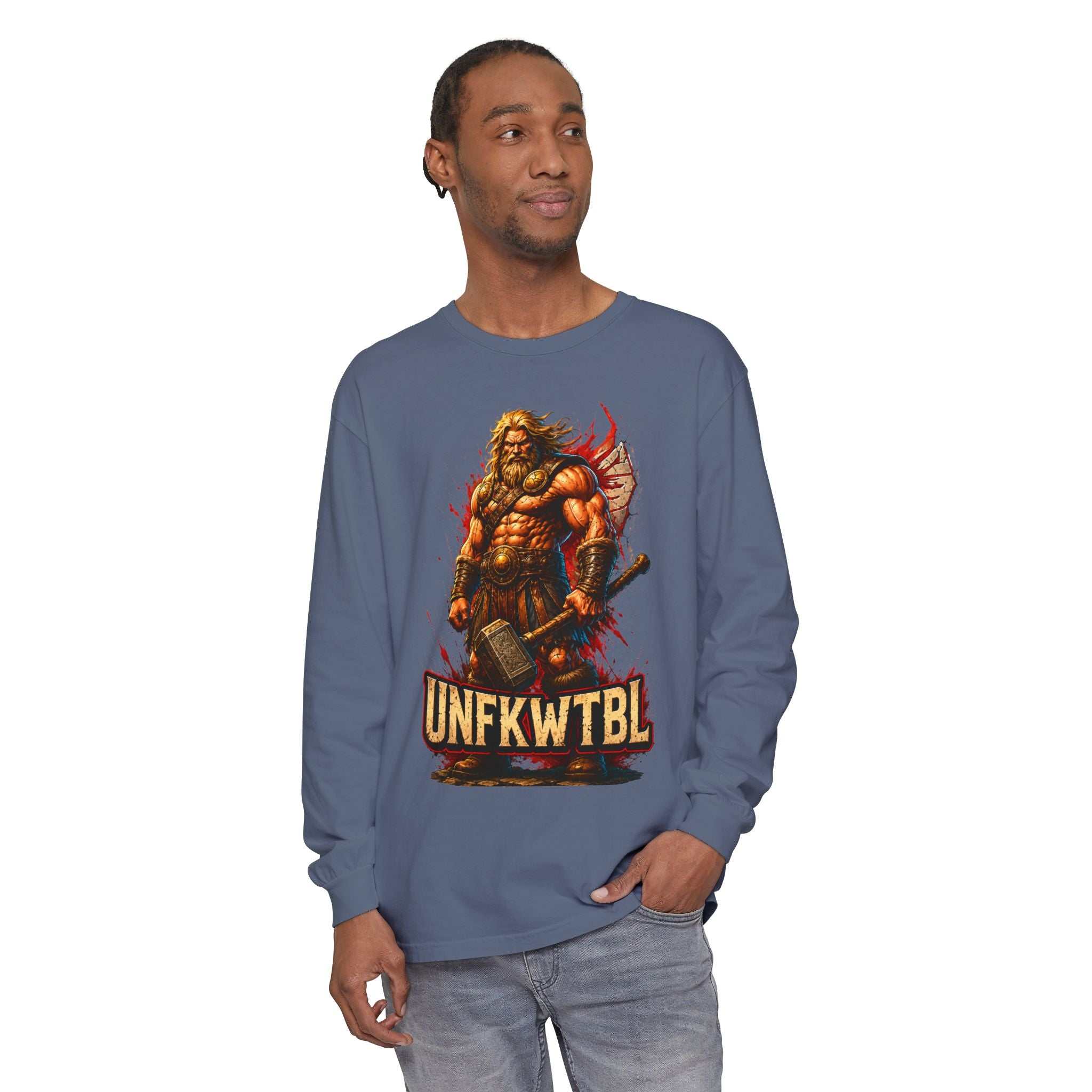 Viking Warrior Long Sleeve Tee — 'UNFKWTBL' Graphic