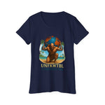 Women's organic cotton t-shirt with UNFKWTBL globe design, eco-friendly and soft fabric