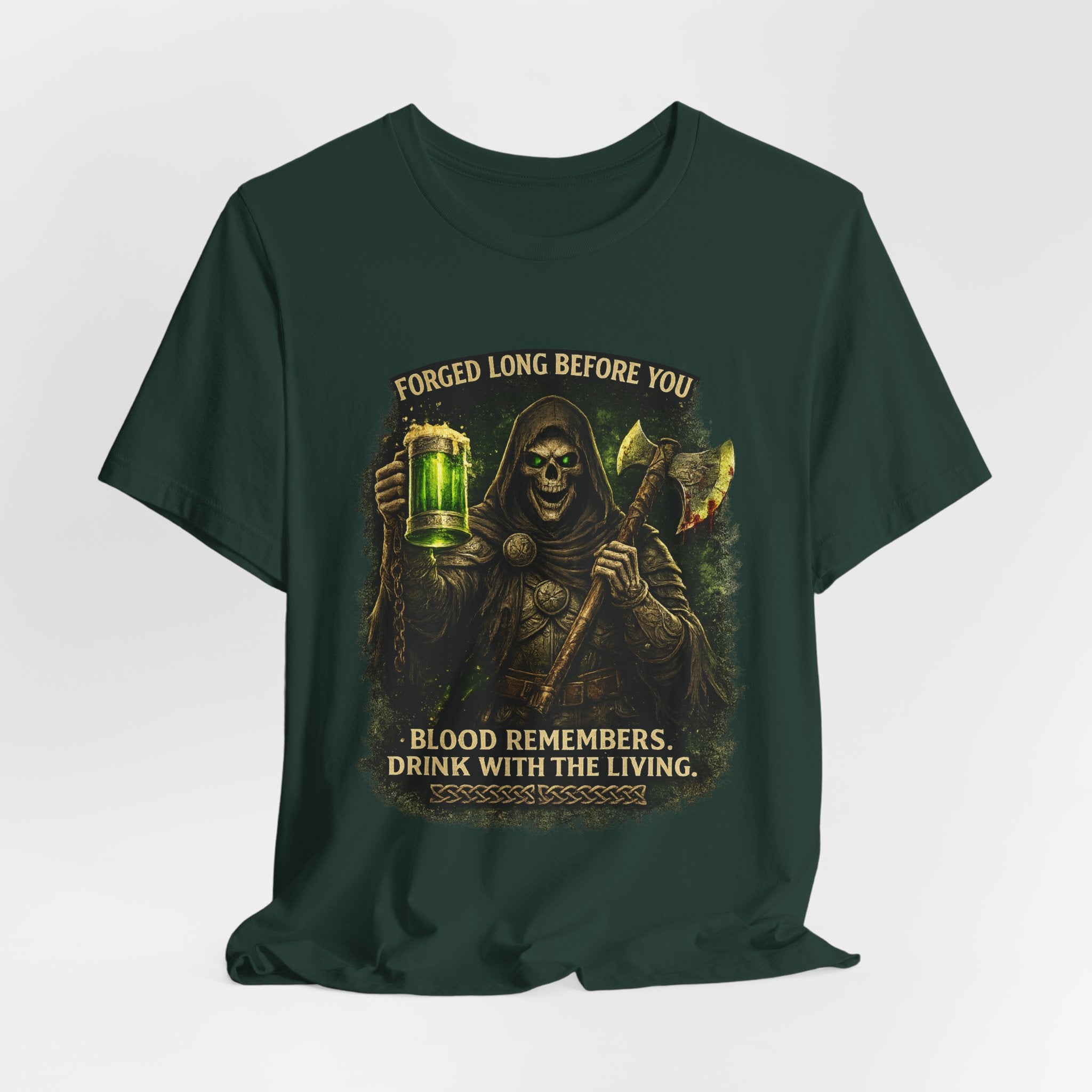 Grim Reaper Beer T-Shirt — "Forged Long Before You / Blood Remembers. Drink With The Living." Graphic Tee