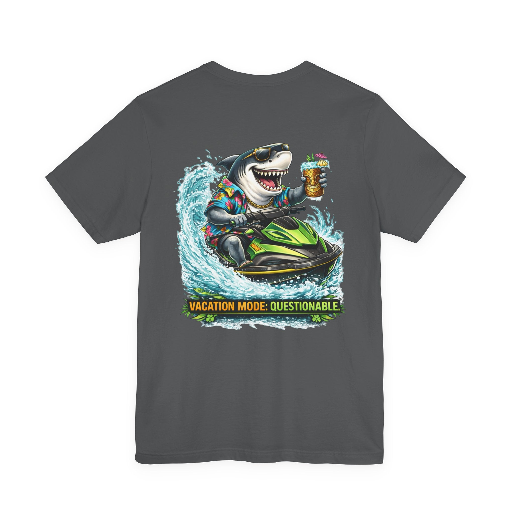 Shark Jet Ski Tee — "Vacation Mode: Questionable" Graphic T-Shirt