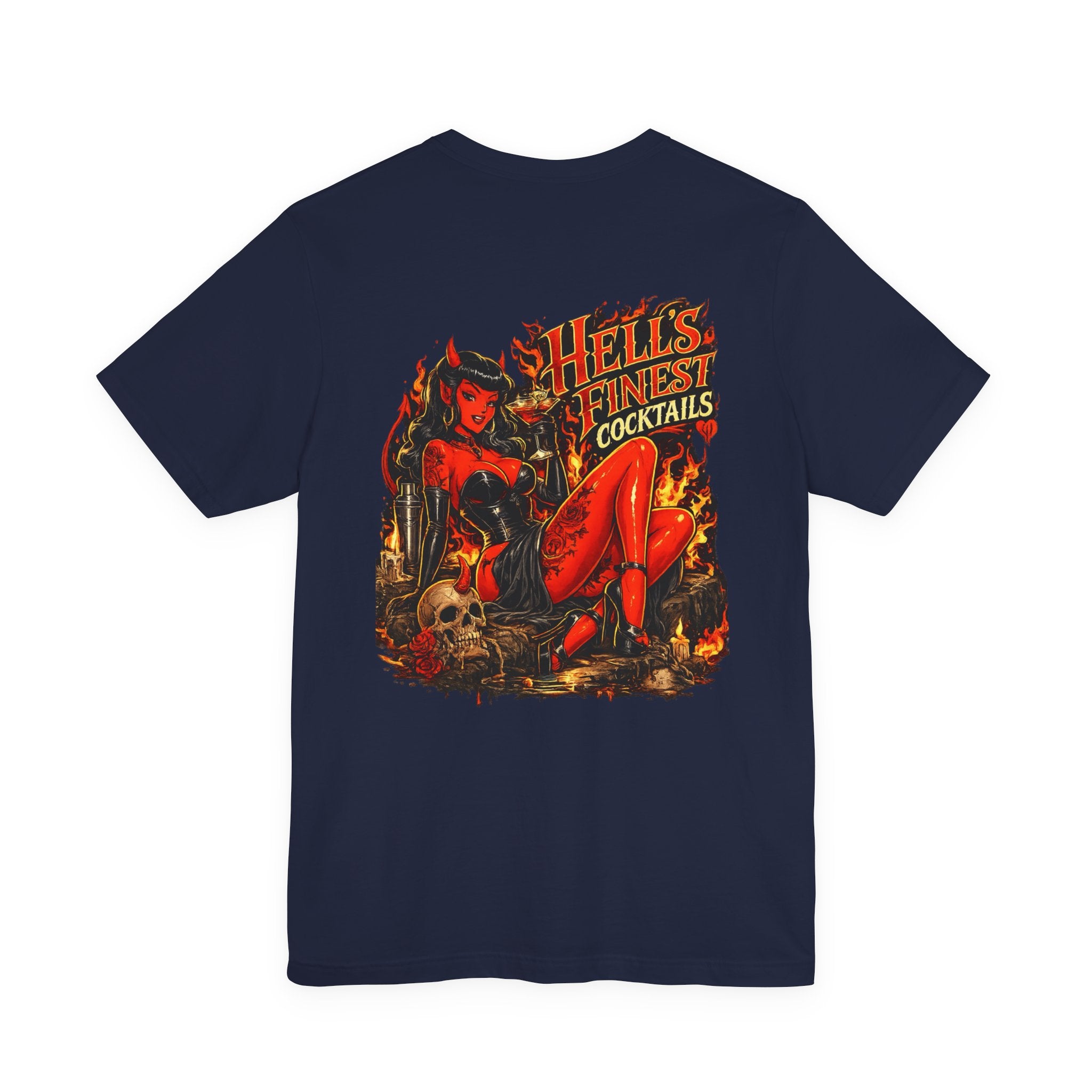 Graphic Tee — "Hell's Finest Cocktails" Pinup Devil Design