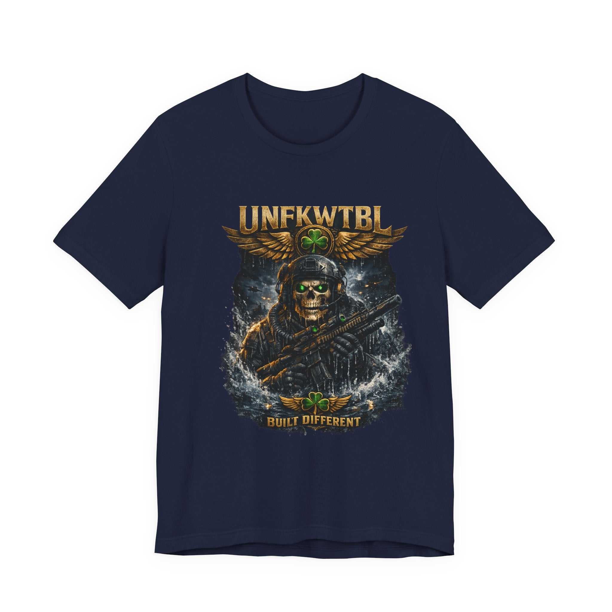 Unkillable Soldier Skull Tee — "Unfkwtbl" Military Skull Graphic T-Shirt
