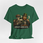 Loyalty Over Luck St. Patrick’s Tee — Vintage Leprechaun & Skeleton Pub Graphic T‑Shirt