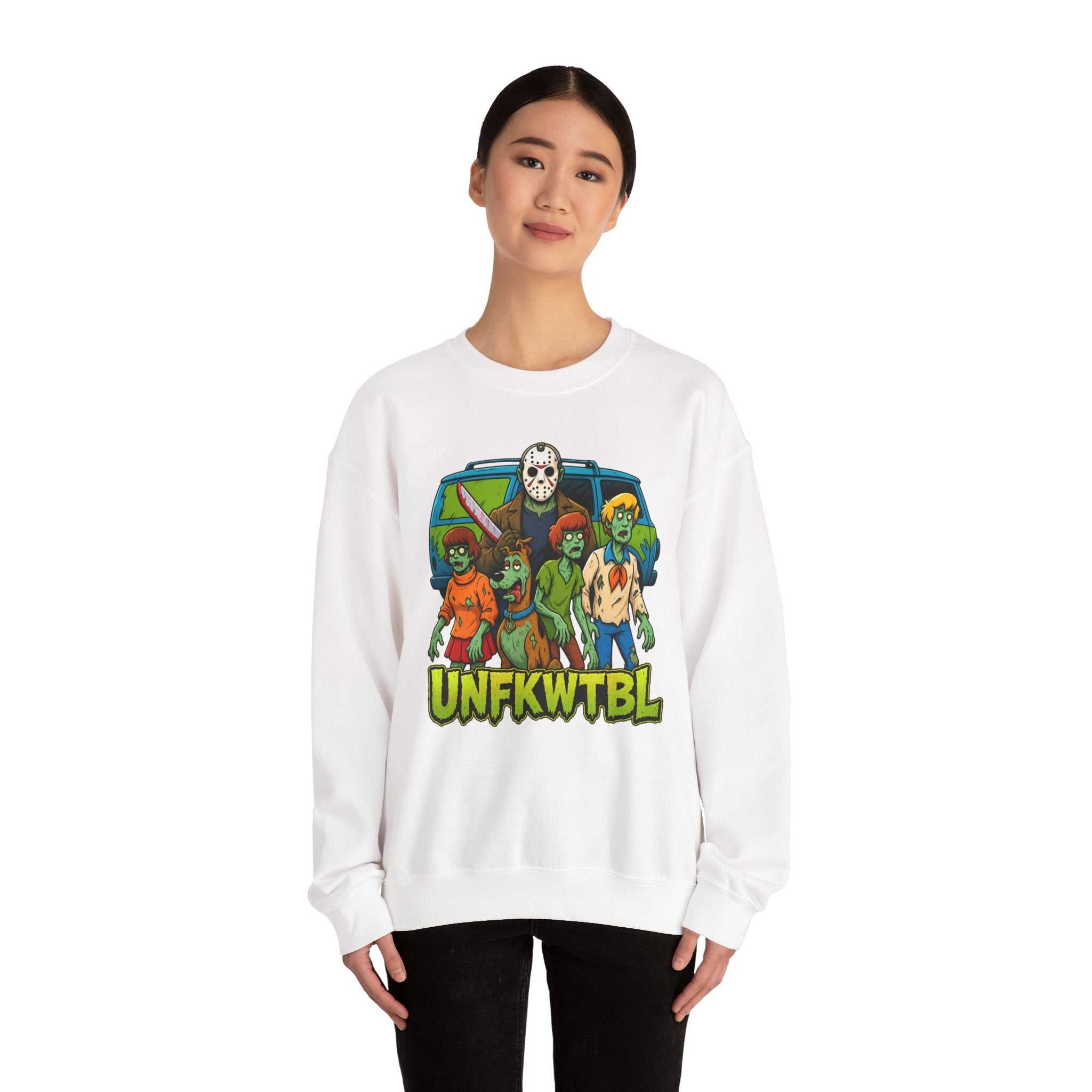 Horror Squad Crewneck Sweatshirt — Cartoon Zombie Kids & Jason Design (UNFKWTBL)