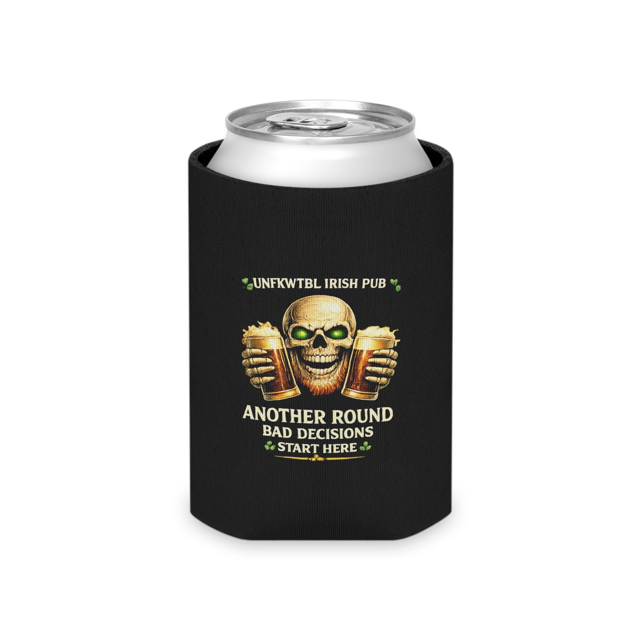 Skull Beer Can Cooler — 'Another Round, Bad Decisions' Insulated Can Cooler