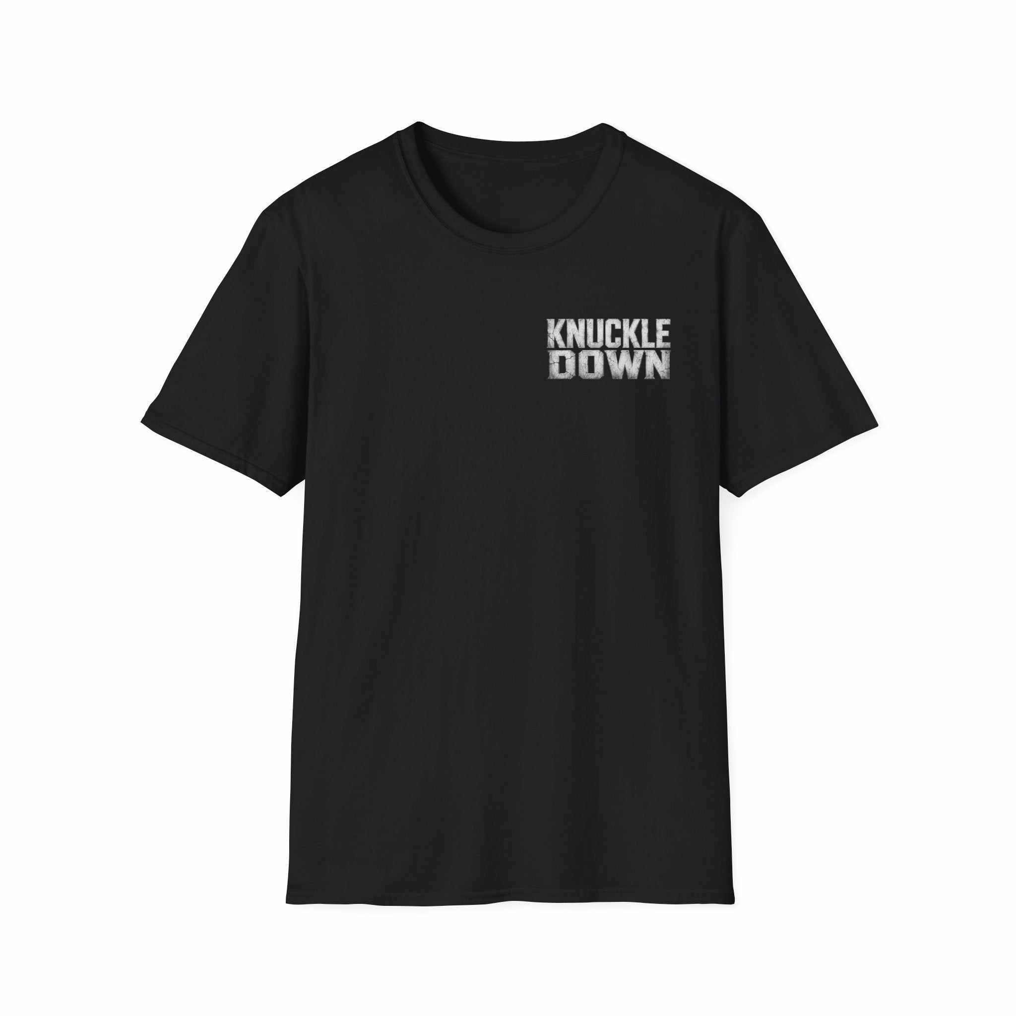 Knuckle Down Tee — Retro Block Letter Graphic T-Shirt