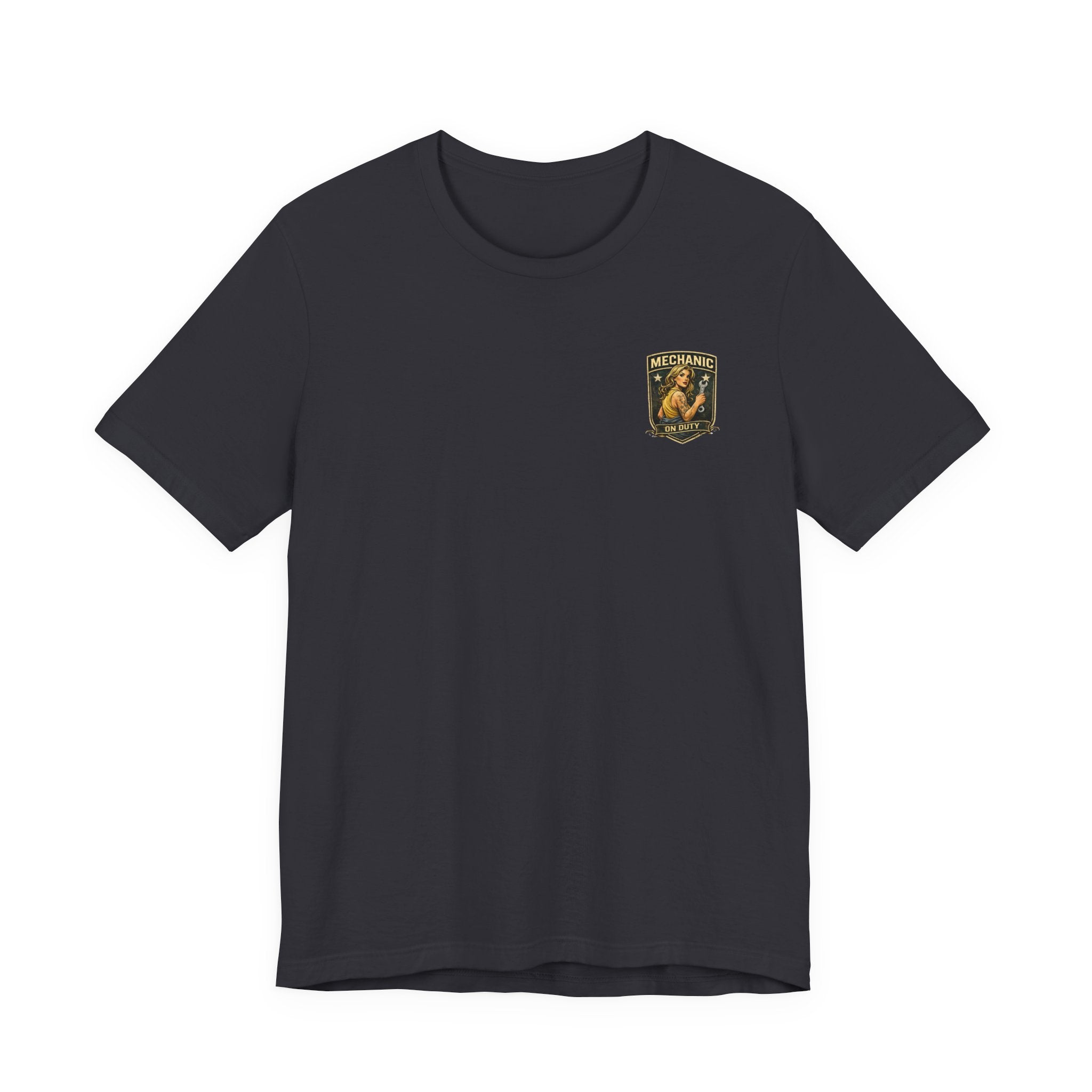 Mechanic On Duty Tee — Vintage Pin-Up Aircraft Garage Shirt