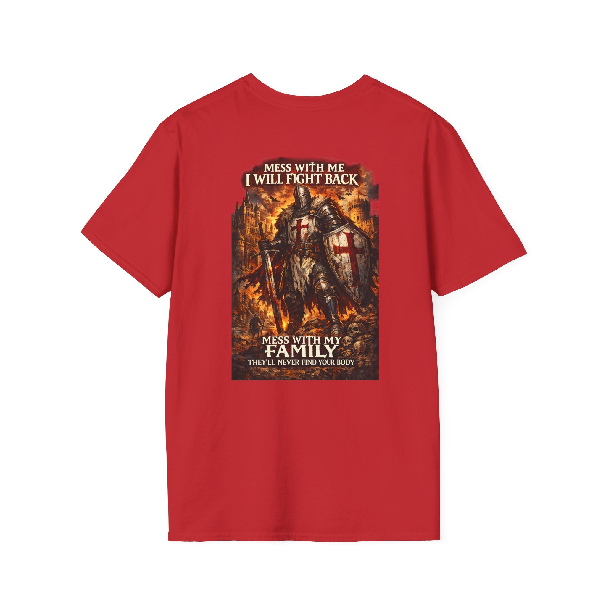 Medieval Knight Crest T‑Shirt — 'UNFKWTBL' Vintage Crusader Emblem
