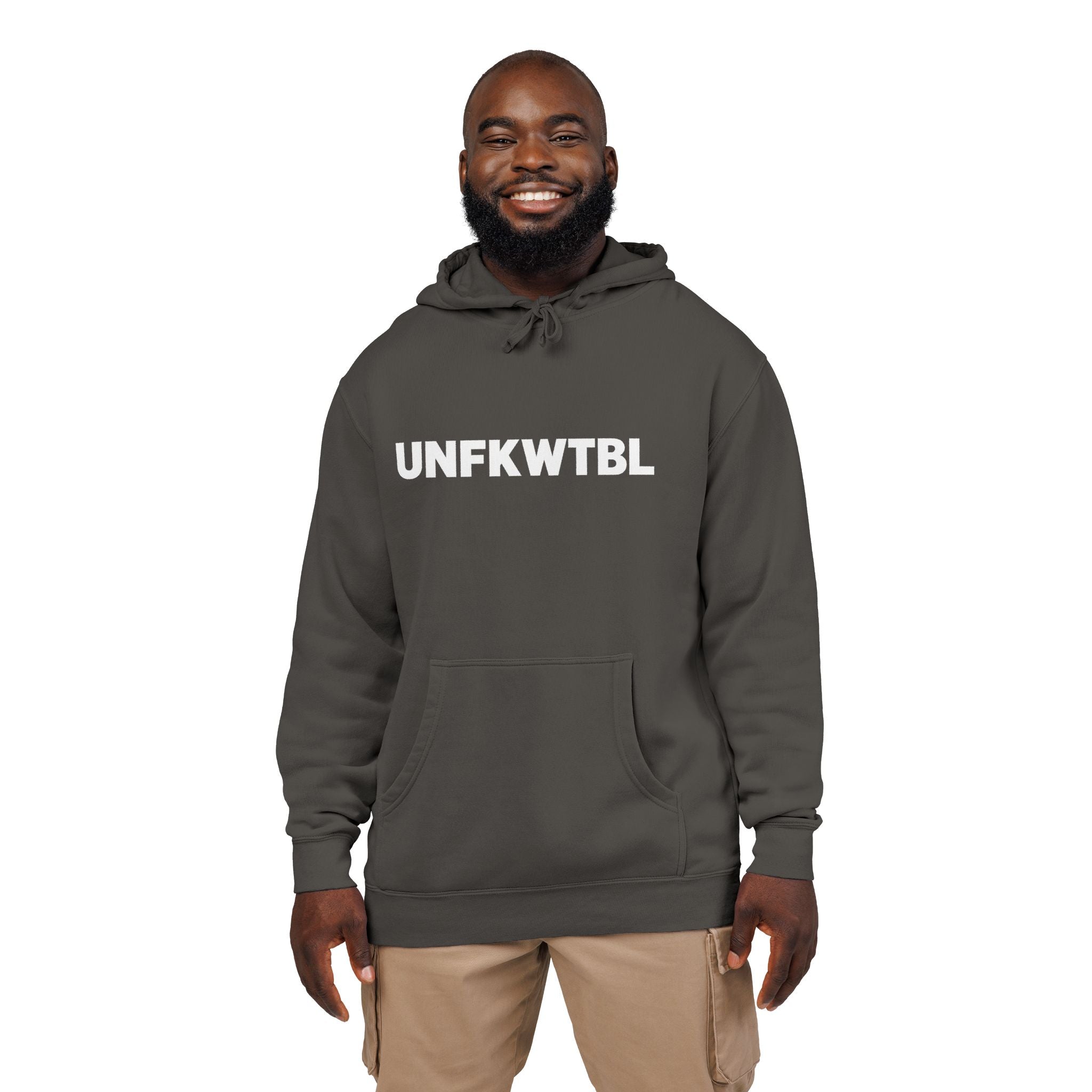 UNFKWTBL Pigment-Dyed Hoodie — Distressed Stencil Logo & Clover Back