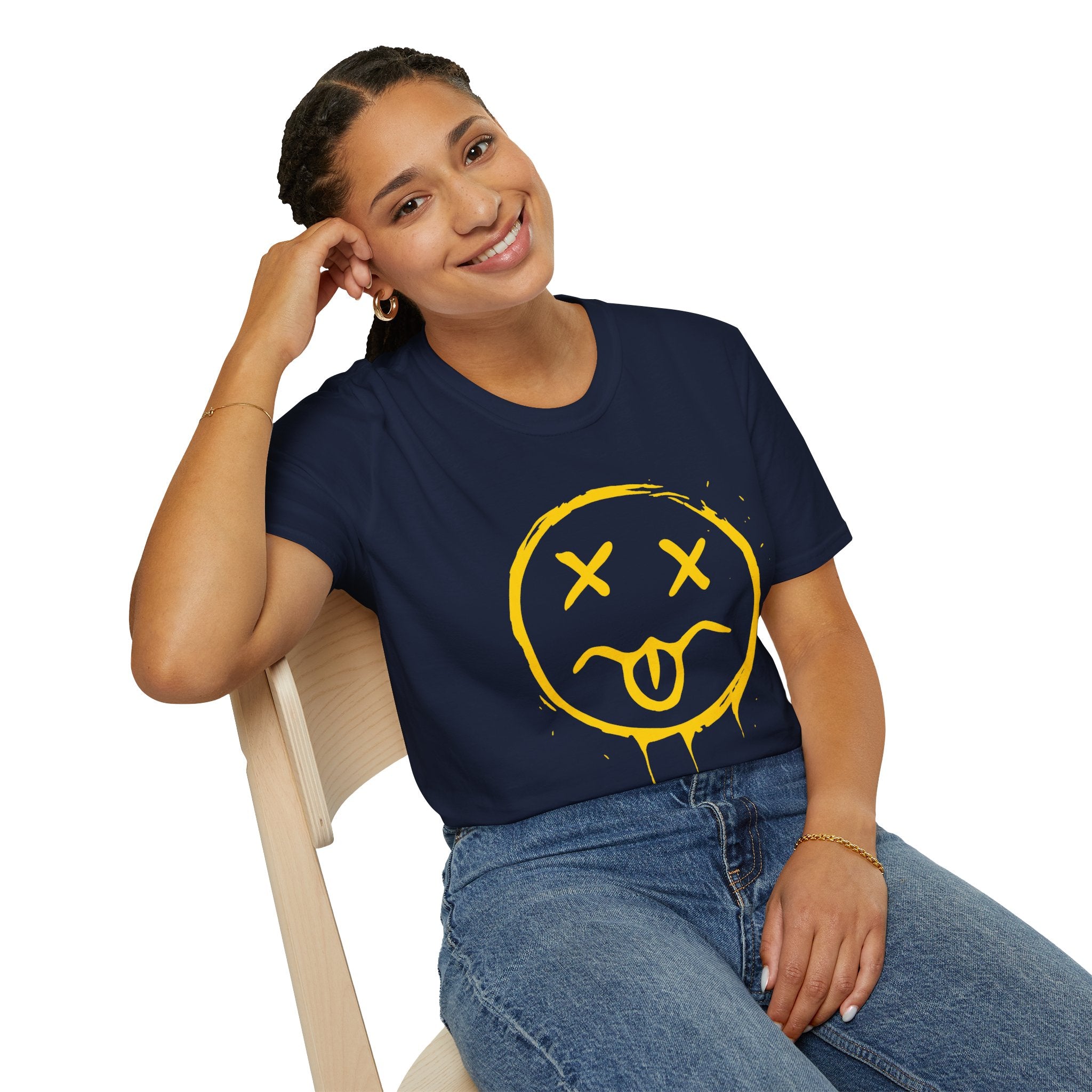 Smiley Face T-Shirt — Yellow Drip Graffiti Emoji Tee