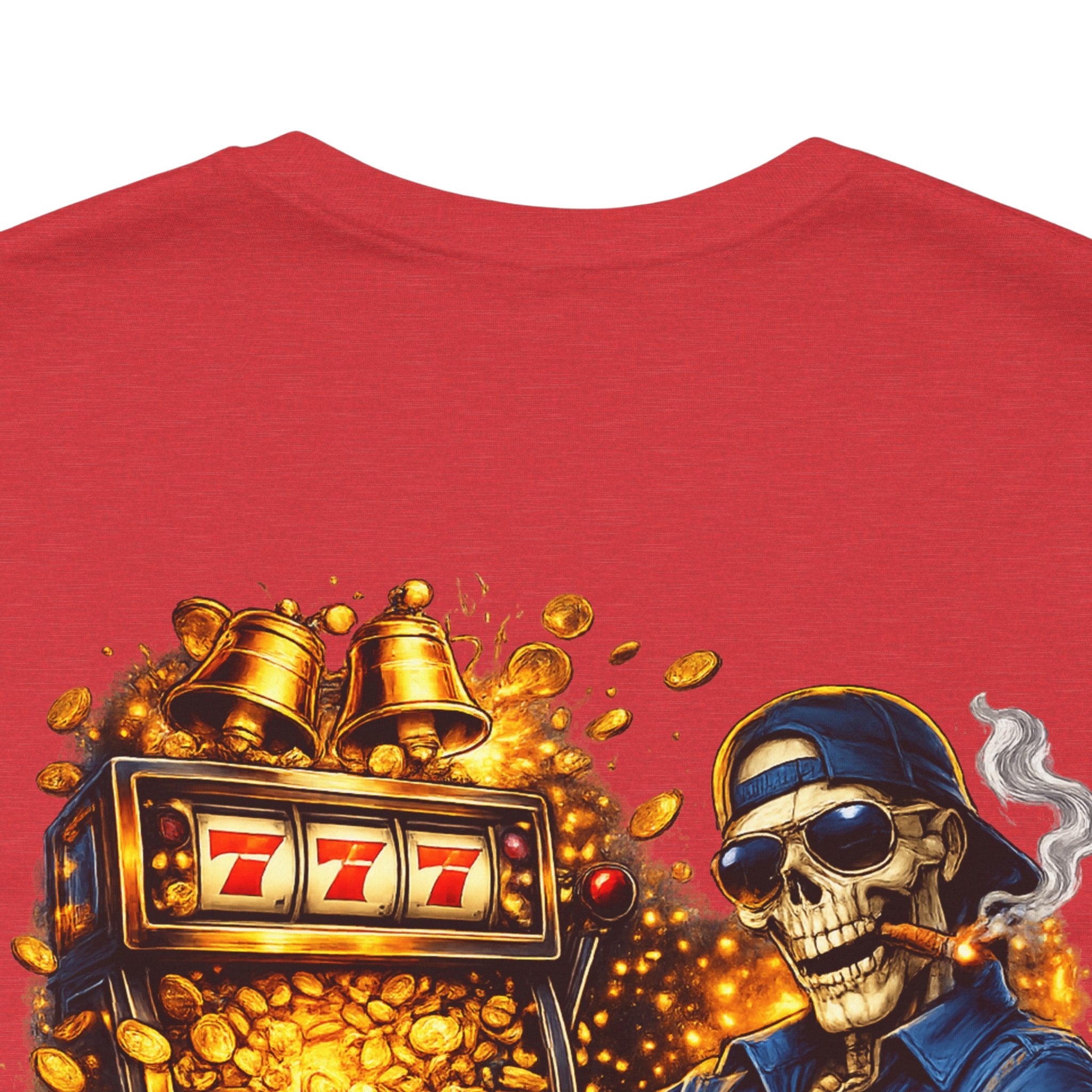Skeleton Gambler Slot Machine T-Shirt — Retro Casino Poker Tee