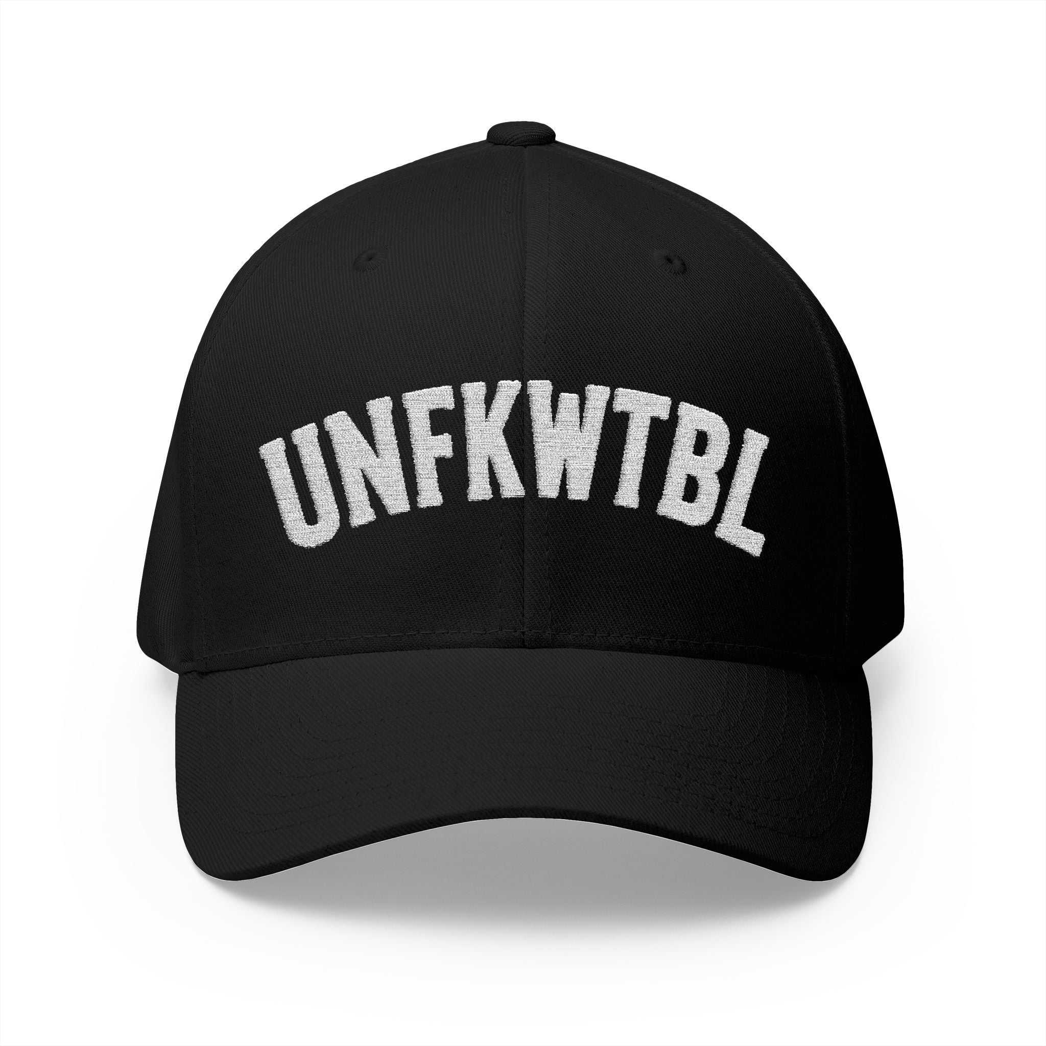 UNFKWTBL Embroidered Baseball Cap – Bold Patch Lettering, Lucky Clover/ American Flag Accent