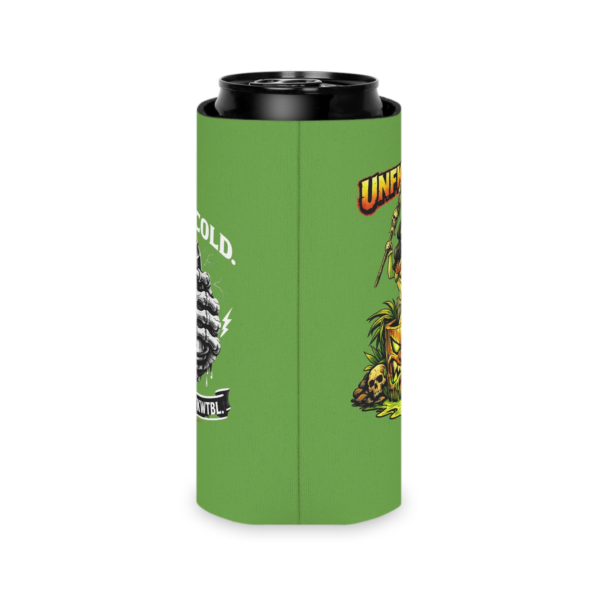 Can Cooler — "Stay Cold. Remain UNFKWTBL" Tropical Skull Beer Koozie