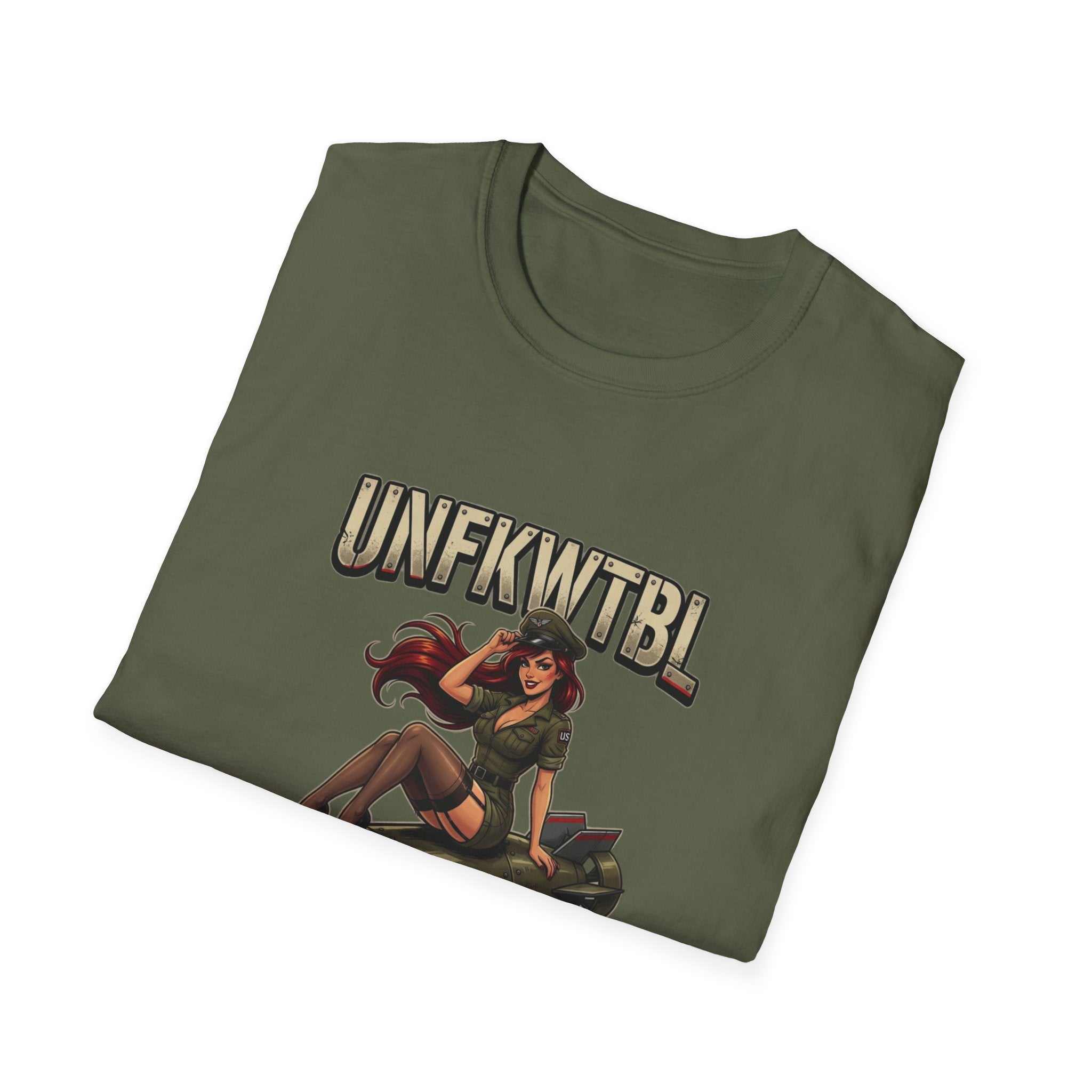 Vintage Pinup Bomber T-Shirt — UNFKWTBL Retro Military Graphic