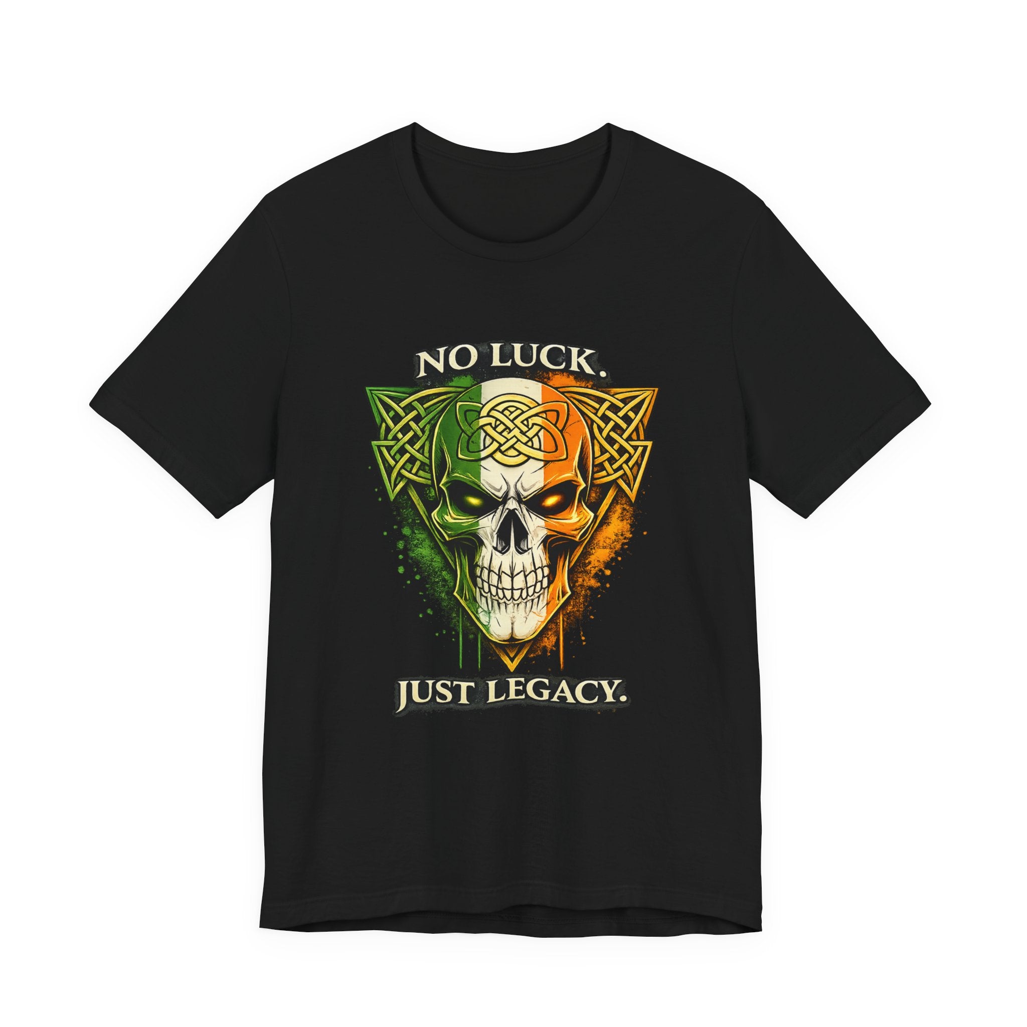 No Luck Just Legacy Skull Tee — Celtic Irish Flag Skull T-Shirt