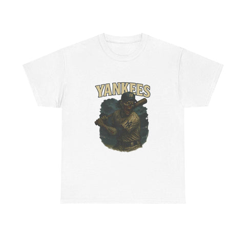 White Zombie Baseball Tee with Yankees vintage design and graphic print
