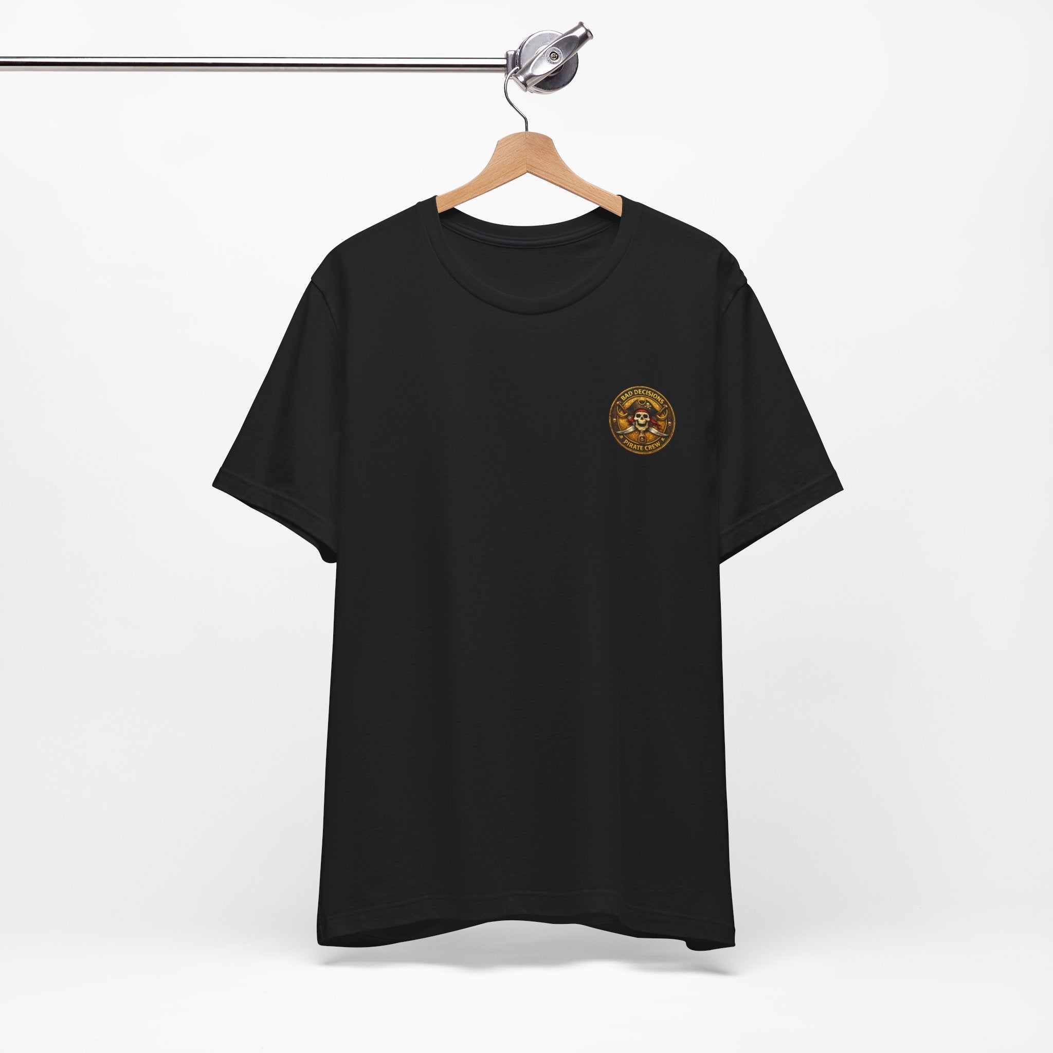 She Doesn't Ask Warrior Woman Graphic Tee — Fierce Pirate/Viking Adventure Shirt