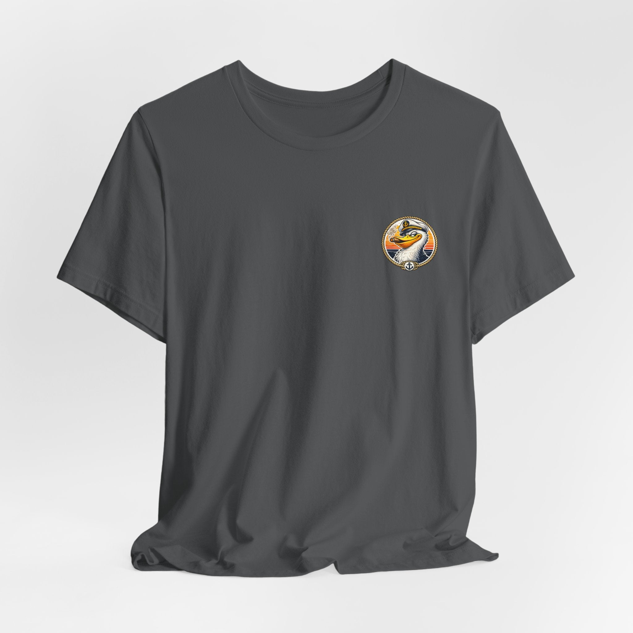 Duck Captain Graphic Tee — Sailor Duck Drinking Rum Retro Beach Shirt
