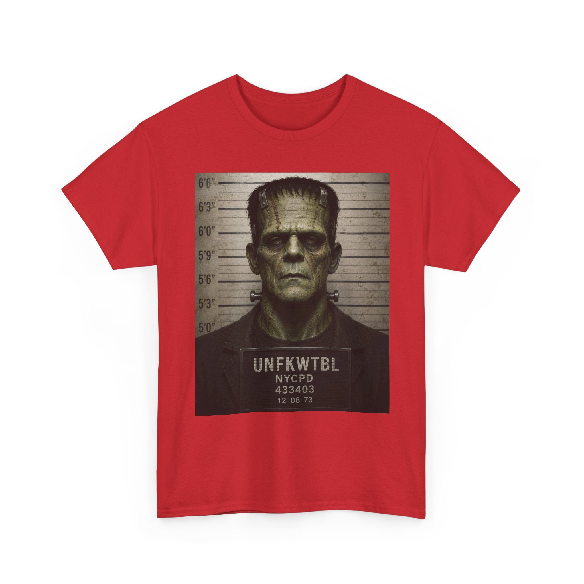 Frankenstein Mugshot Tee — Vintage Monster Mugshot Graphic T-Shirt