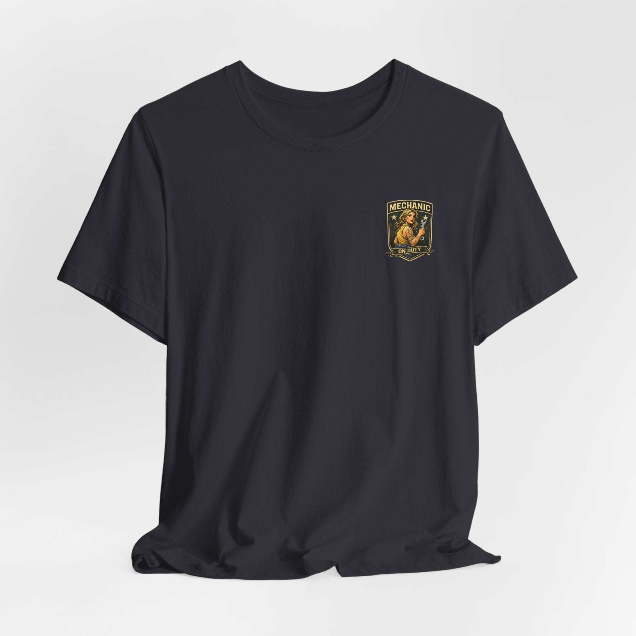 Mechanic On Duty Tee — Vintage Pin-Up Aircraft Garage Shirt