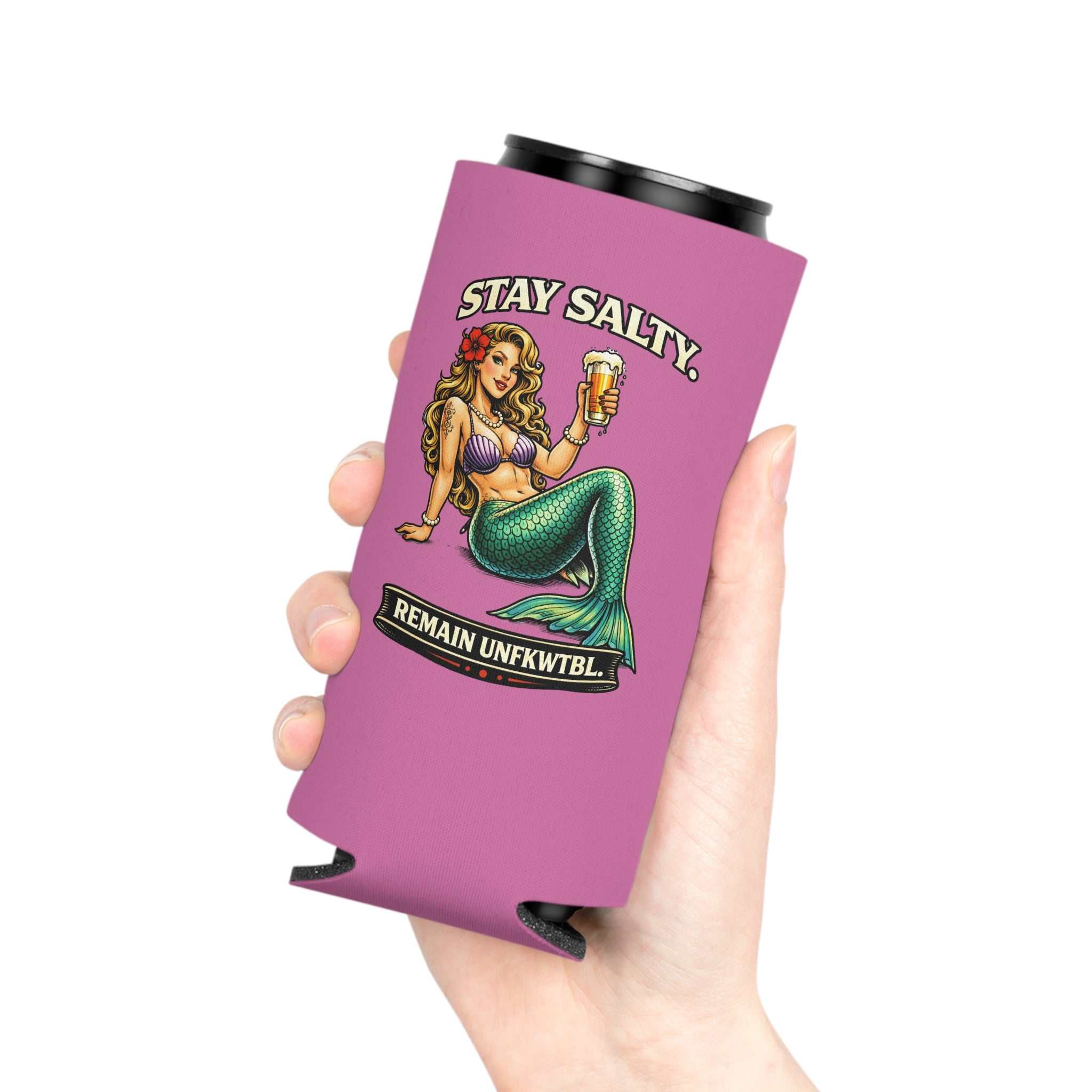Can Cooler — "Stay Salty / Stay Cold" Mermaids & Skeleton Beer Koozie