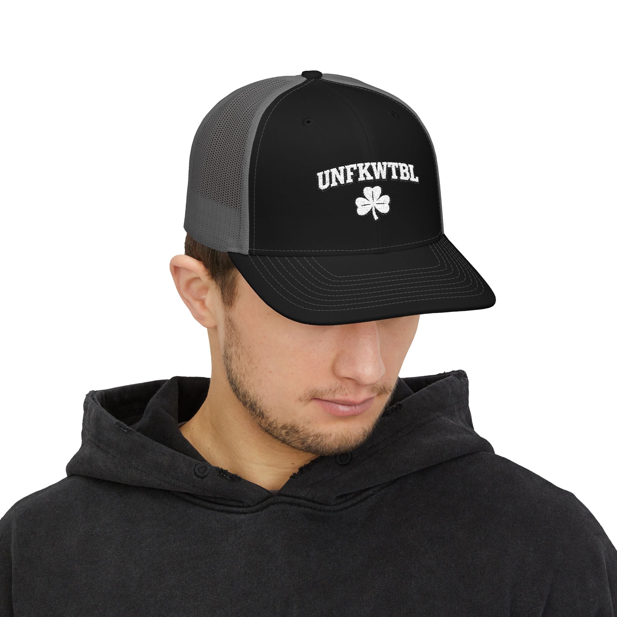 Snapback Trucker Cap — "UNFKWTBL" Embroidered Clover Hat