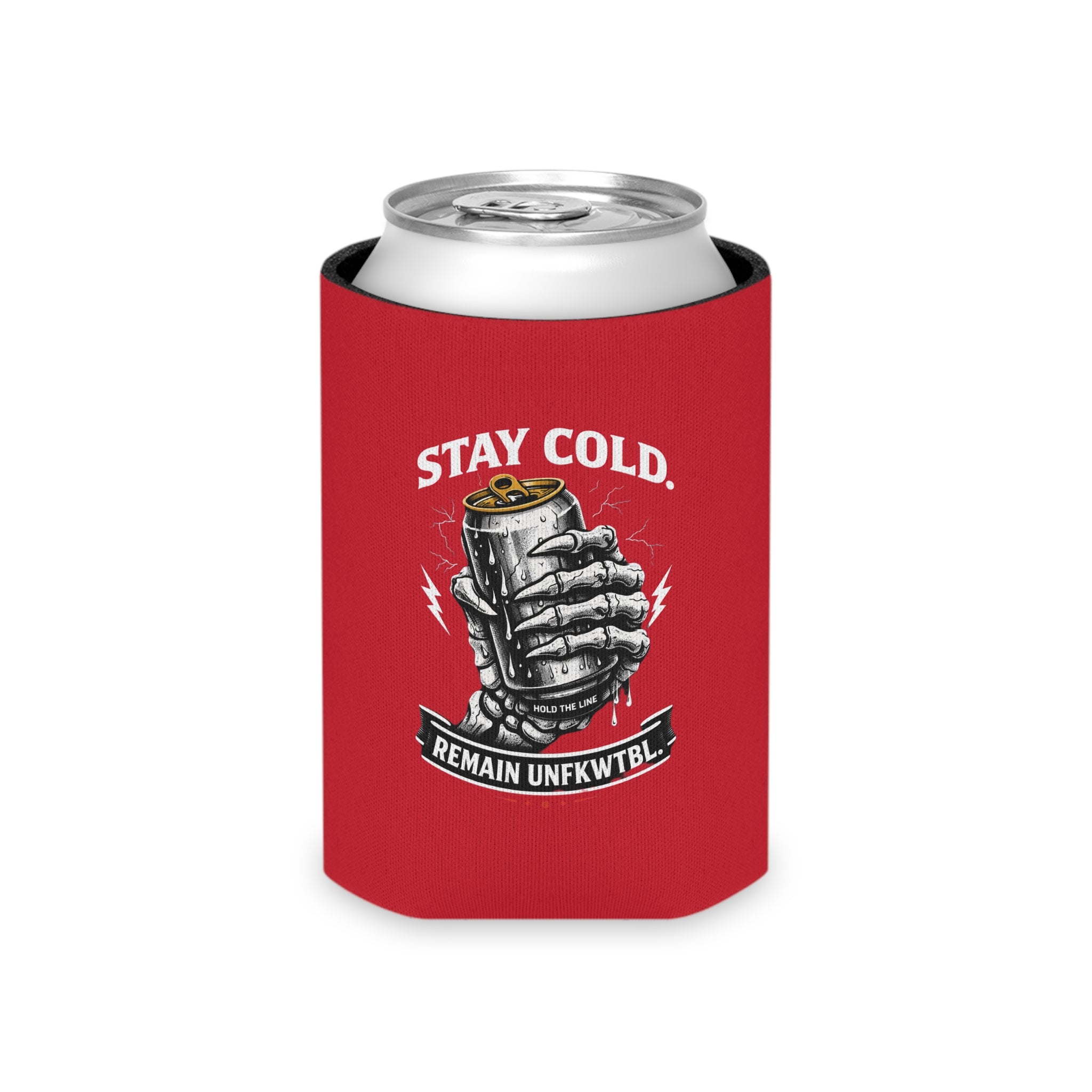 Can Cooler — "Stay Cold, Remain Unfkwtbl" Retro Pinup Skull Design