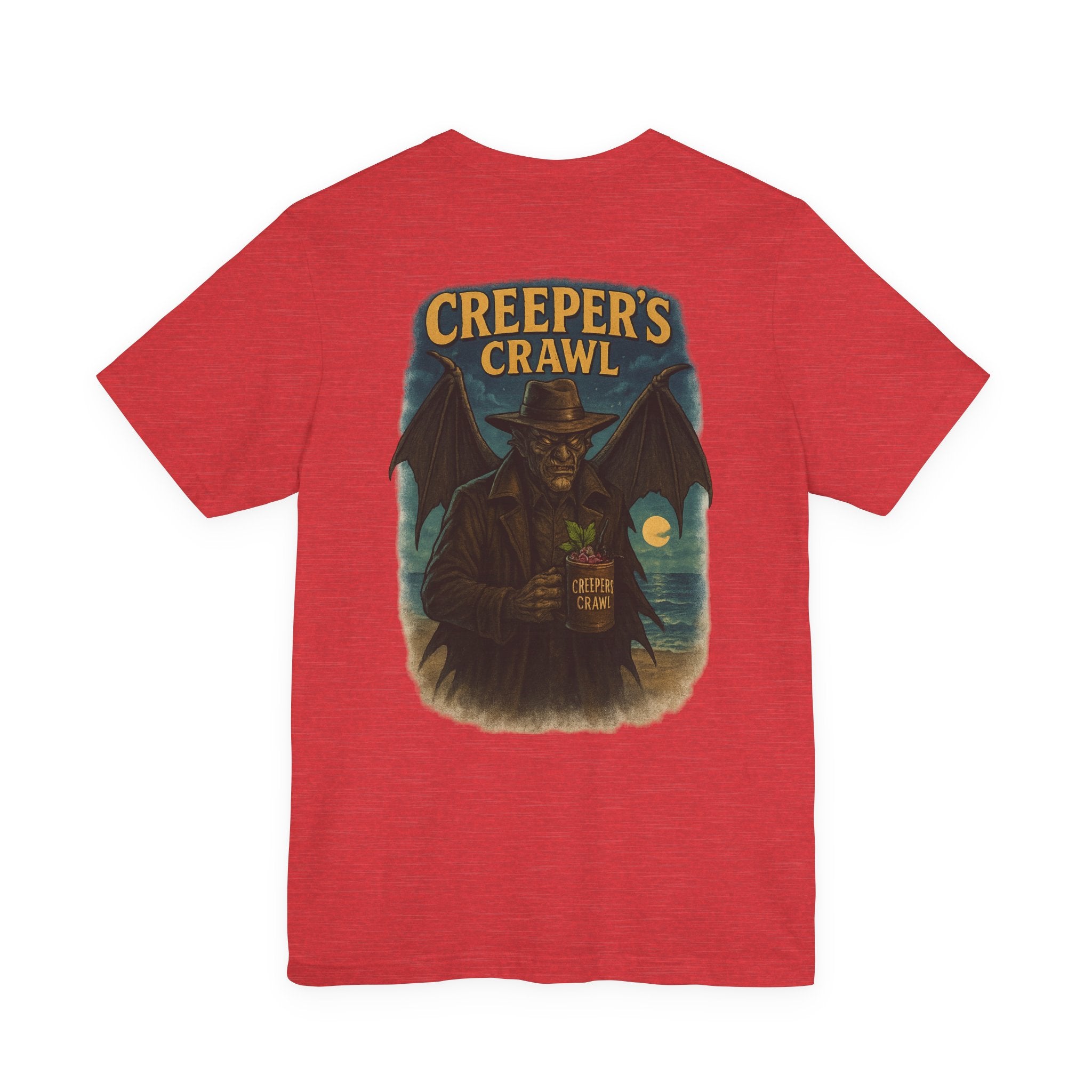 Creeper's Crawl Vintage Horror Tee — Spooky Bat Cowboy Graphic T-Shirt