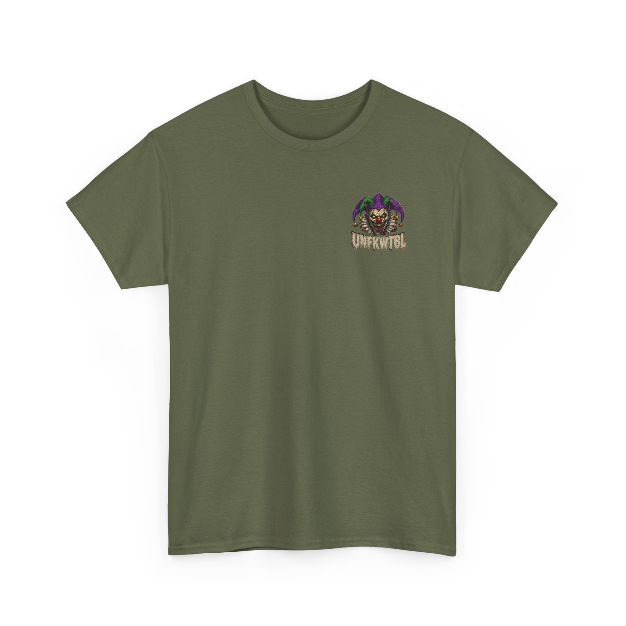 Creepy Jester Tee — “Smile Now. Later.” Graphic Horror Shirt (UNFKWTBL)