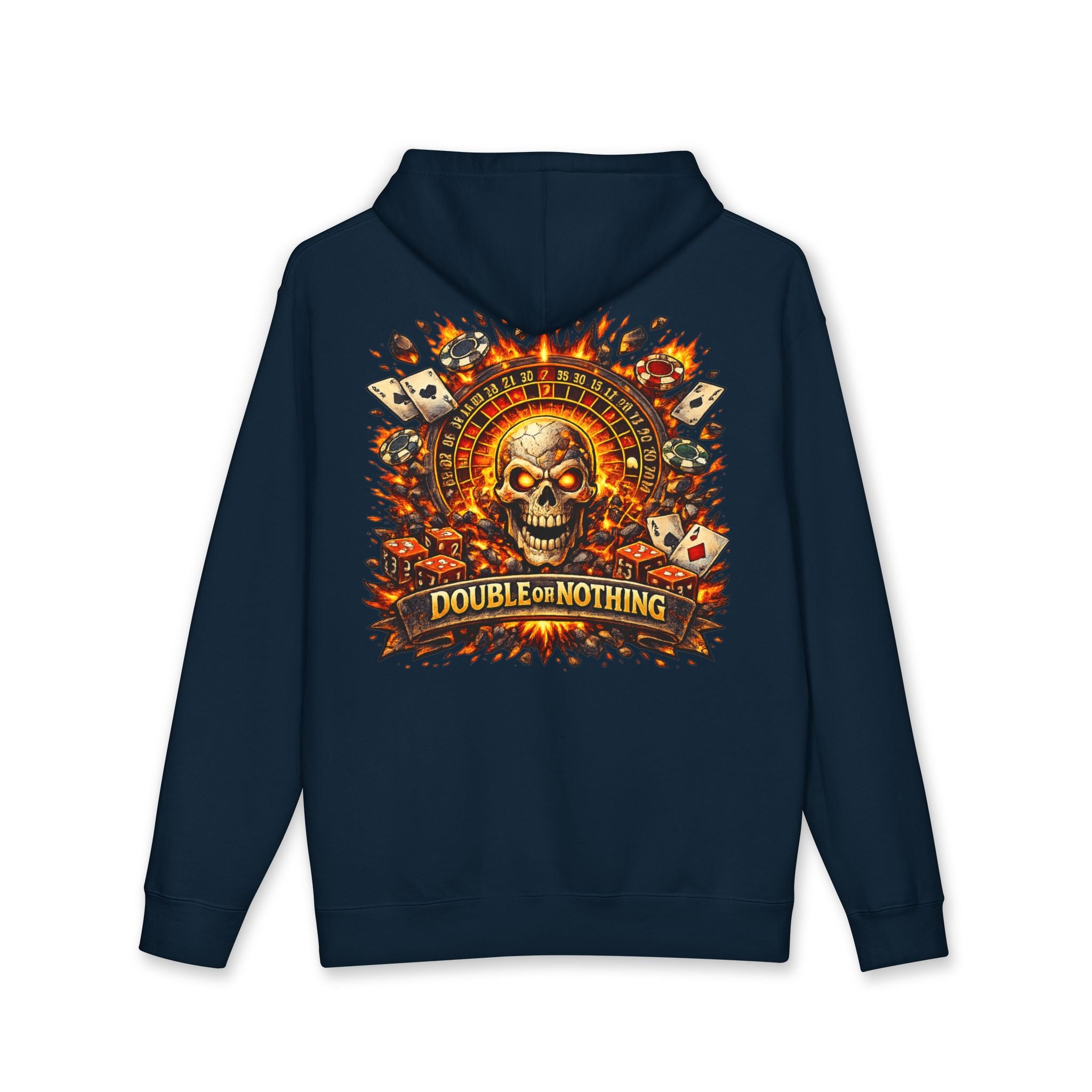 Hoodie — "Double or Nothing" Skull Poker Graphic Hoodie