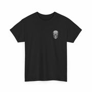 Black Unbreakable Tee motivational t-shirt with skull design for resilience and strength.