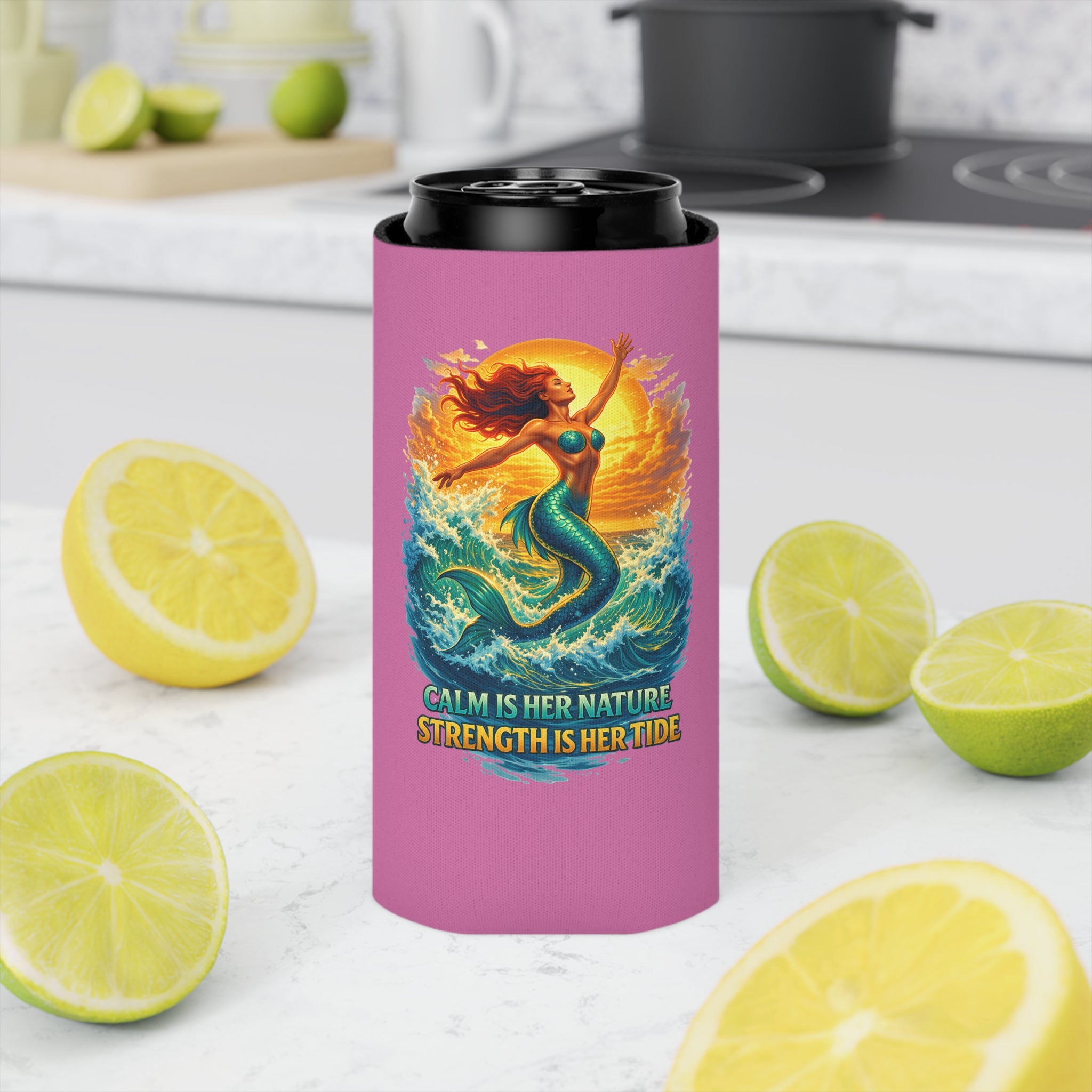Can Cooler — Mermaid "Calm Is Her Nature, Strength Is Her Tide" & "Stay Cold" Beverage Koozie