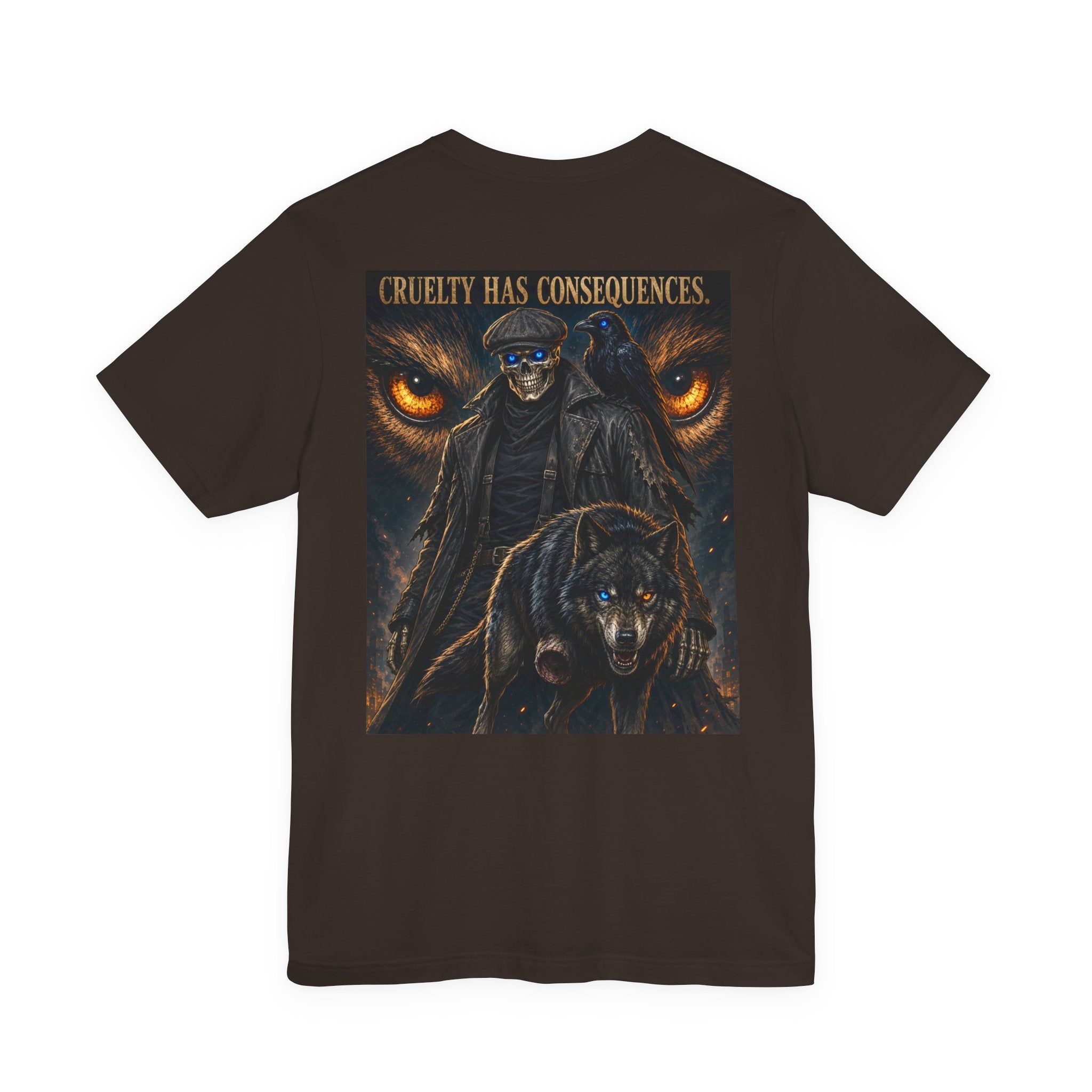 Skull & Wolf T-Shirt — "Cruelty Has Consequences" Gothic Animal Rights Tee