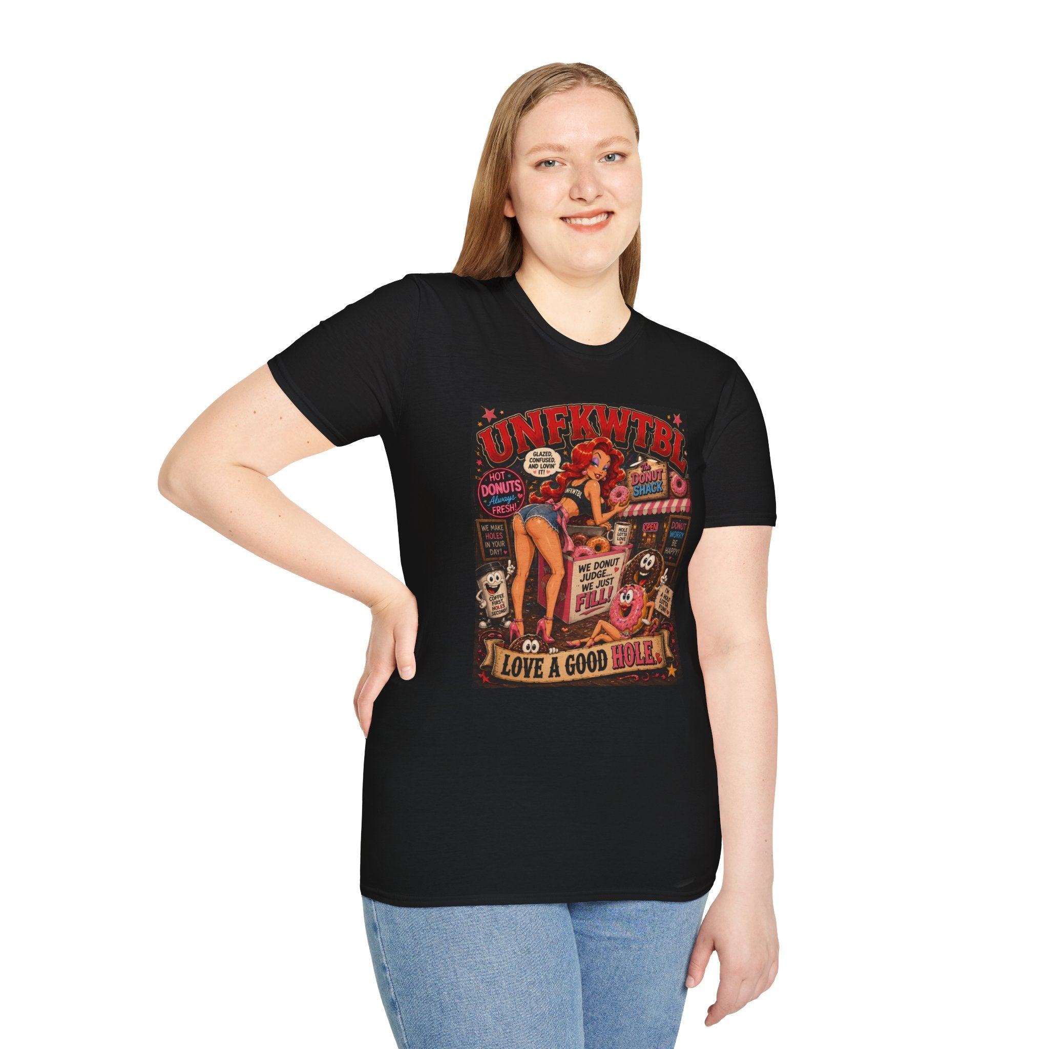 Retro Donut Shop Pinup T-Shirt — 'UNFKWTBL' Vintage Diner Graphic Tee