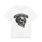 Skull Graphic Tee with 'UNFKWTBL' Banner — Gothic Skull T-Shirt