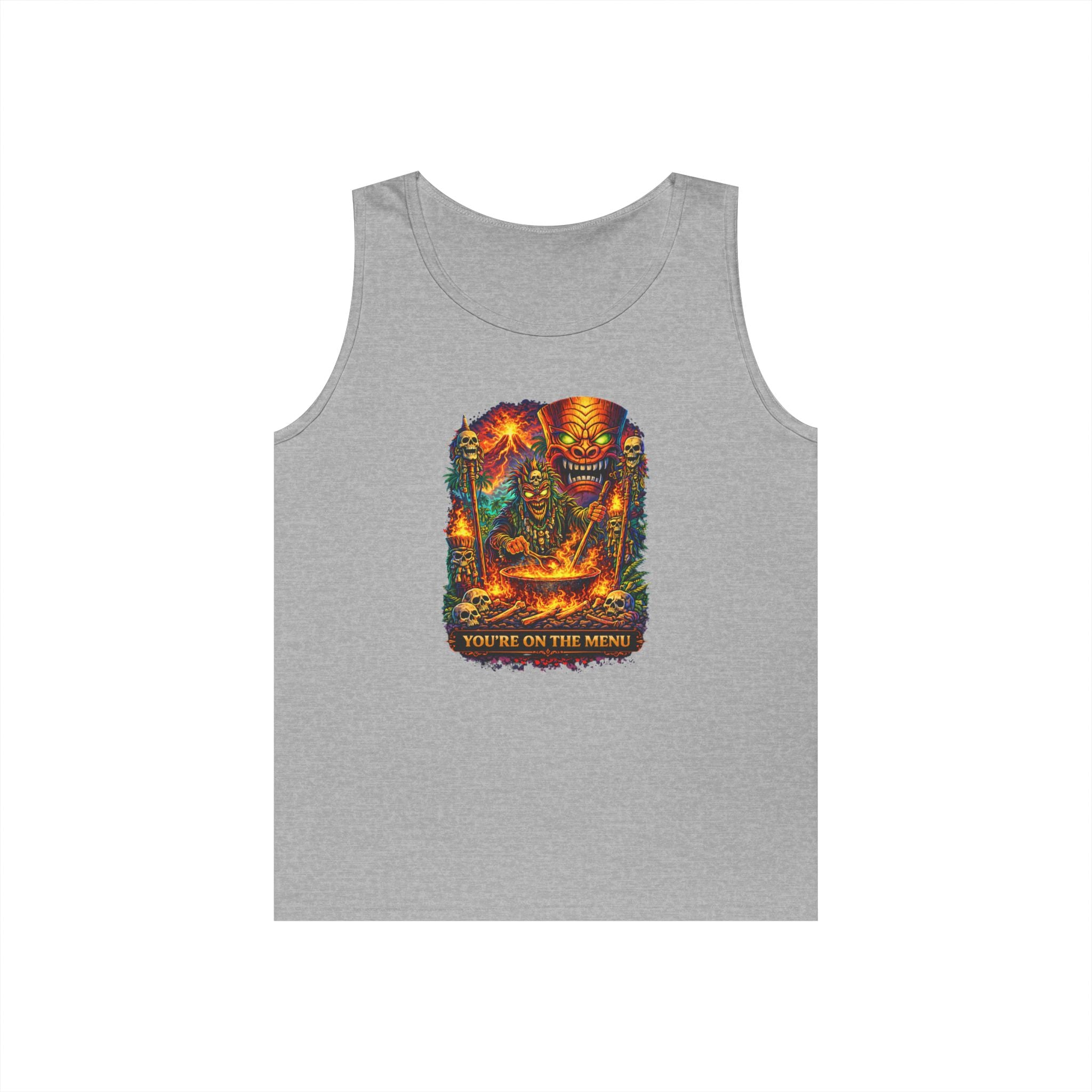 Horror Grilling Tank Top — Fiery Demon BBQ "You're On The Menu"