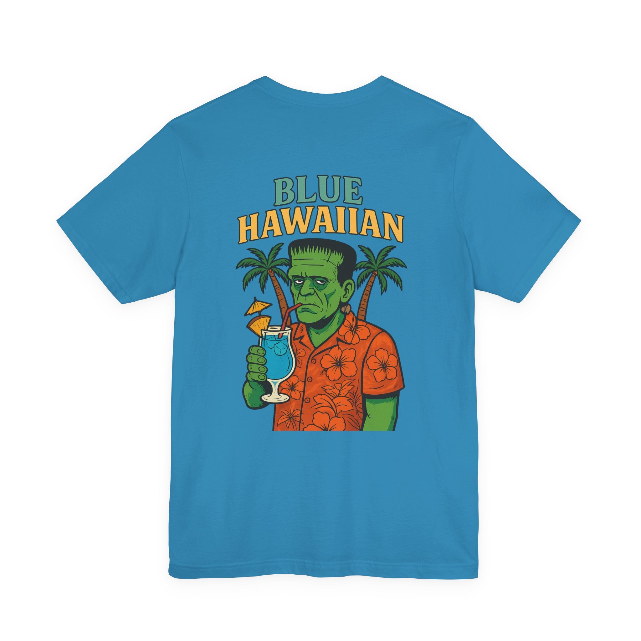 Blue Hawaiian Monster T-Shirt — Tropical Frankenstein Cocktail Graphic Tee
